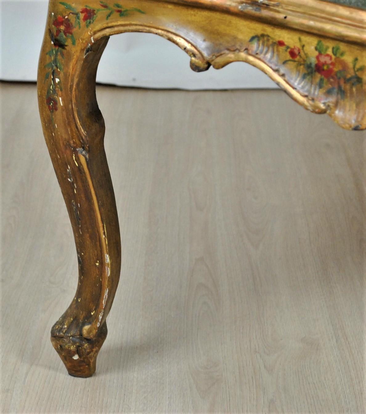 Bench in Lacquered and Gilded Wood, Venice, XIXth Century For Sale 4