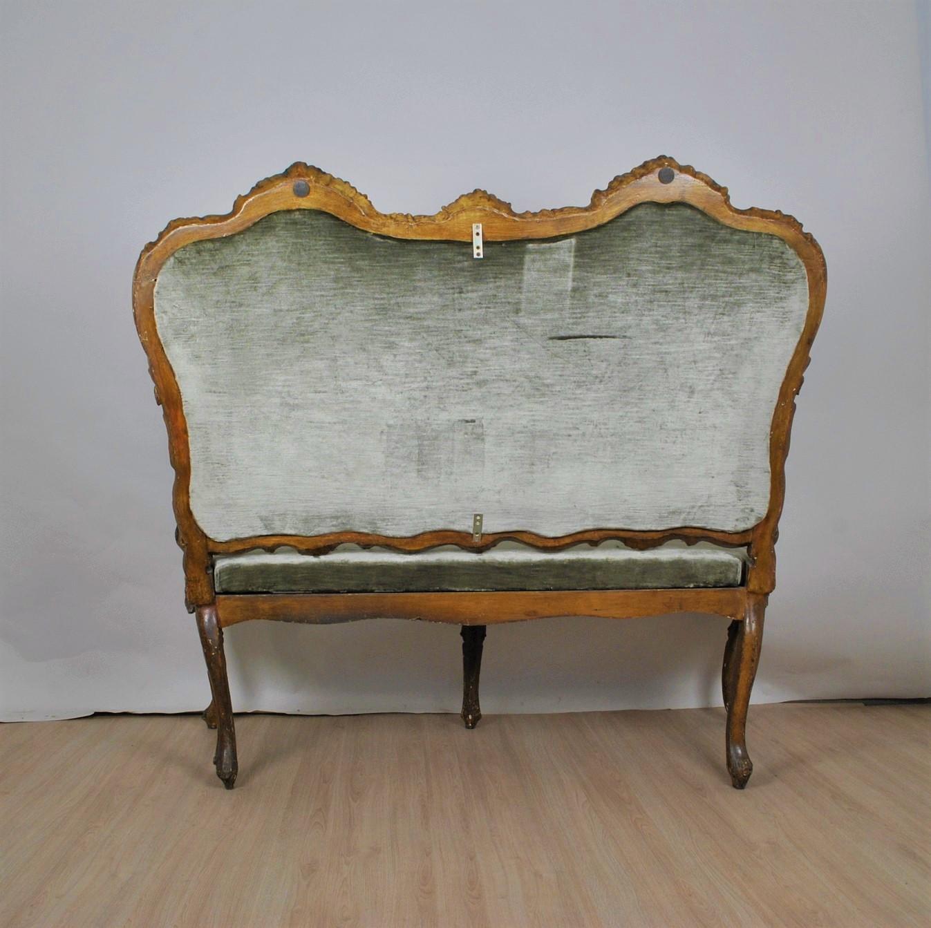 Bench in Lacquered and Gilded Wood, Venice, XIXth Century For Sale 7