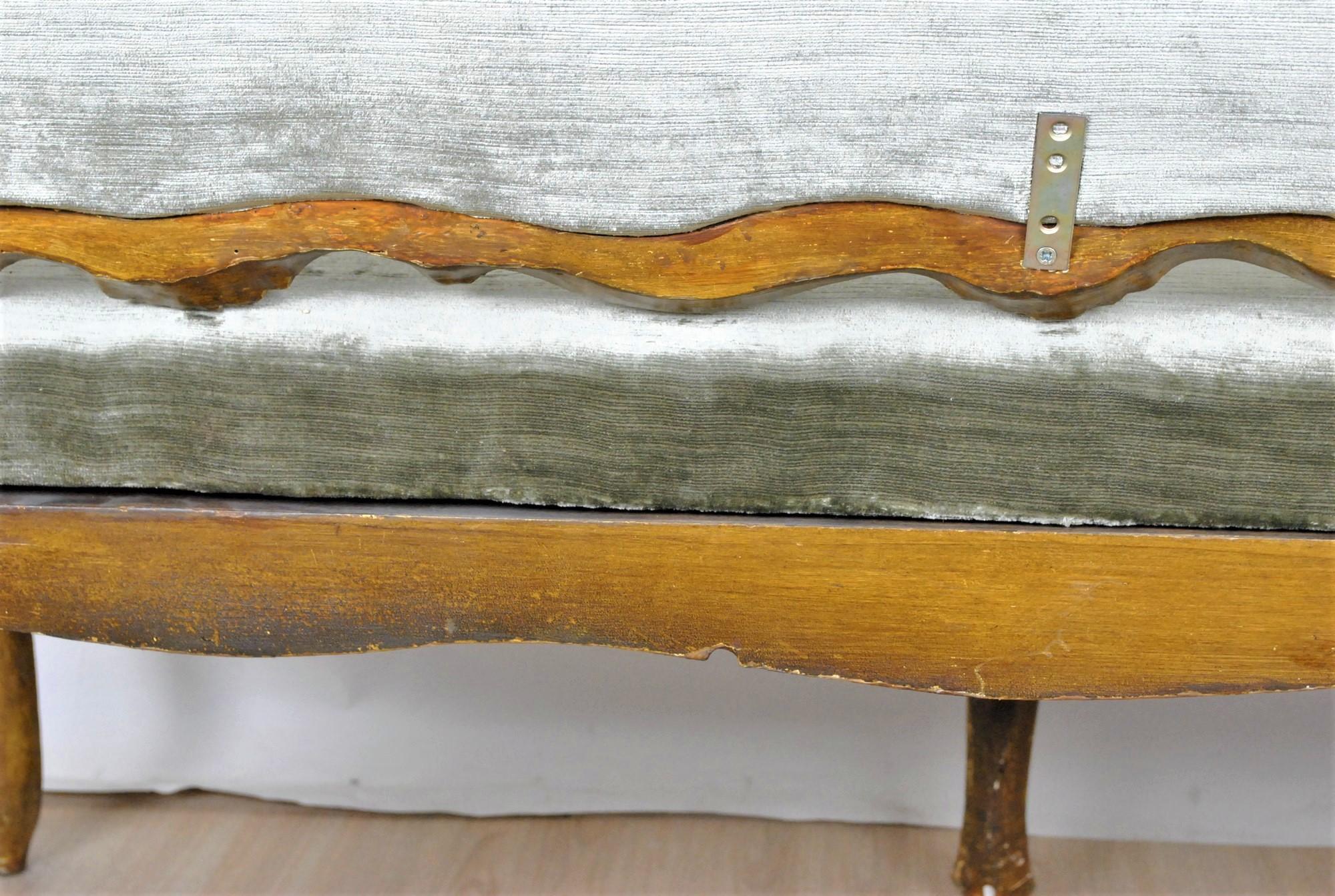 Bench in Lacquered and Gilded Wood, Venice, XIXth Century For Sale 9