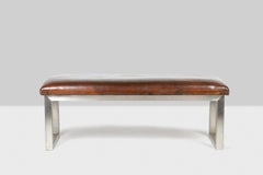 Bench in Leather and Metal, 1980s