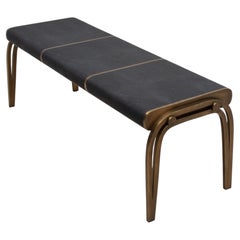 Bench in Shagreen with Bronze Patina Brass Detail by R&Y Augousti