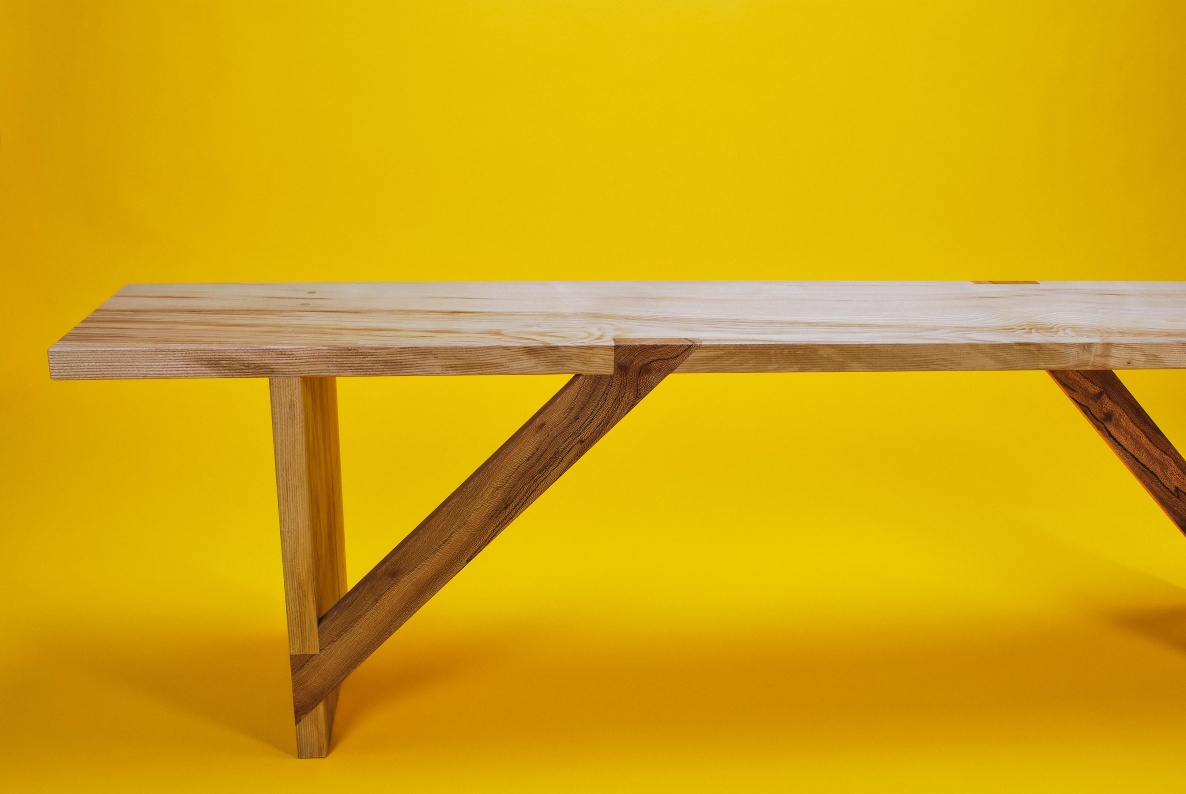 British Bench in Solid English Ash and London Plane Wood Handmade in the UK Seats Three For Sale