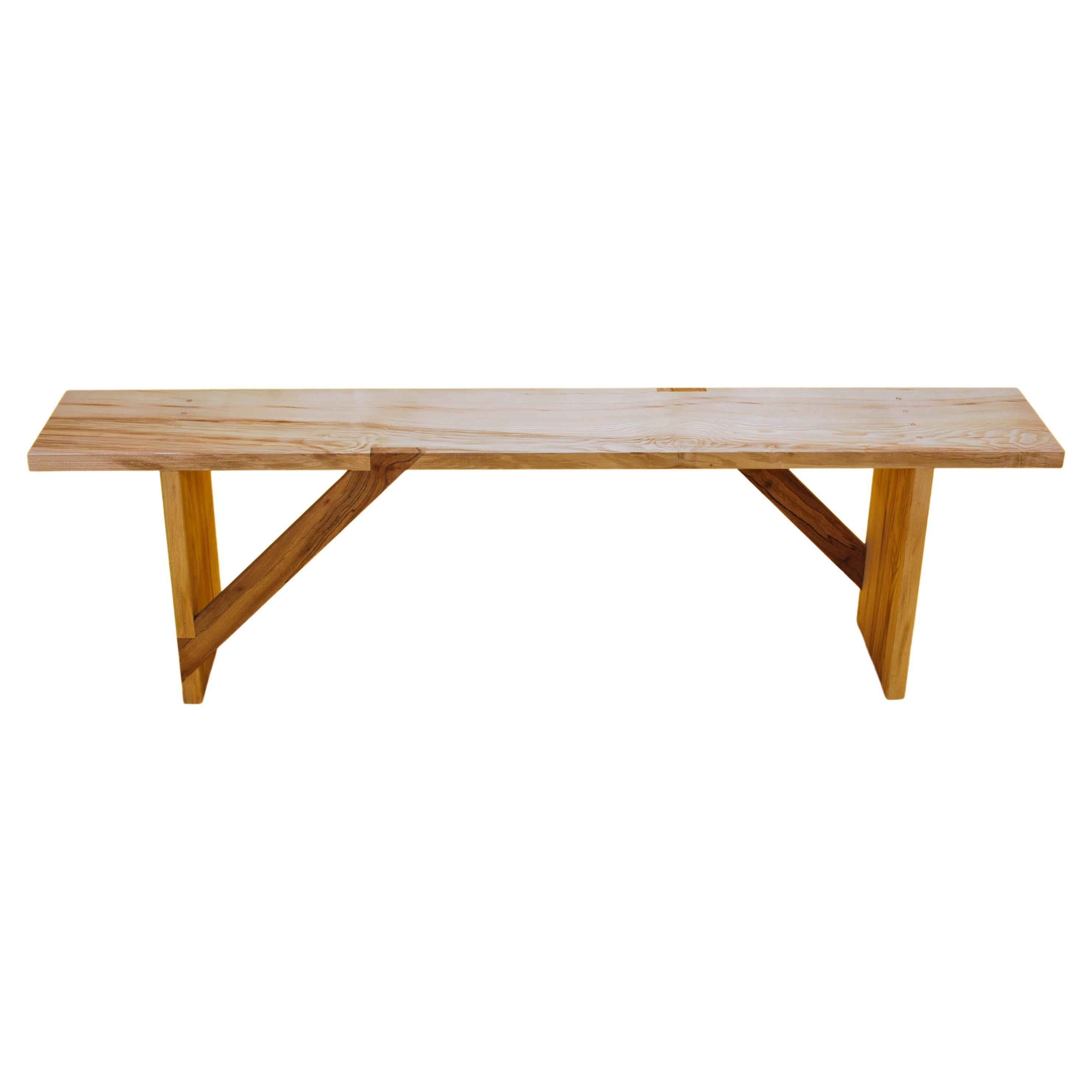 Bench in Solid English Ash and London Plane Wood Handmade in the UK Seats Three For Sale