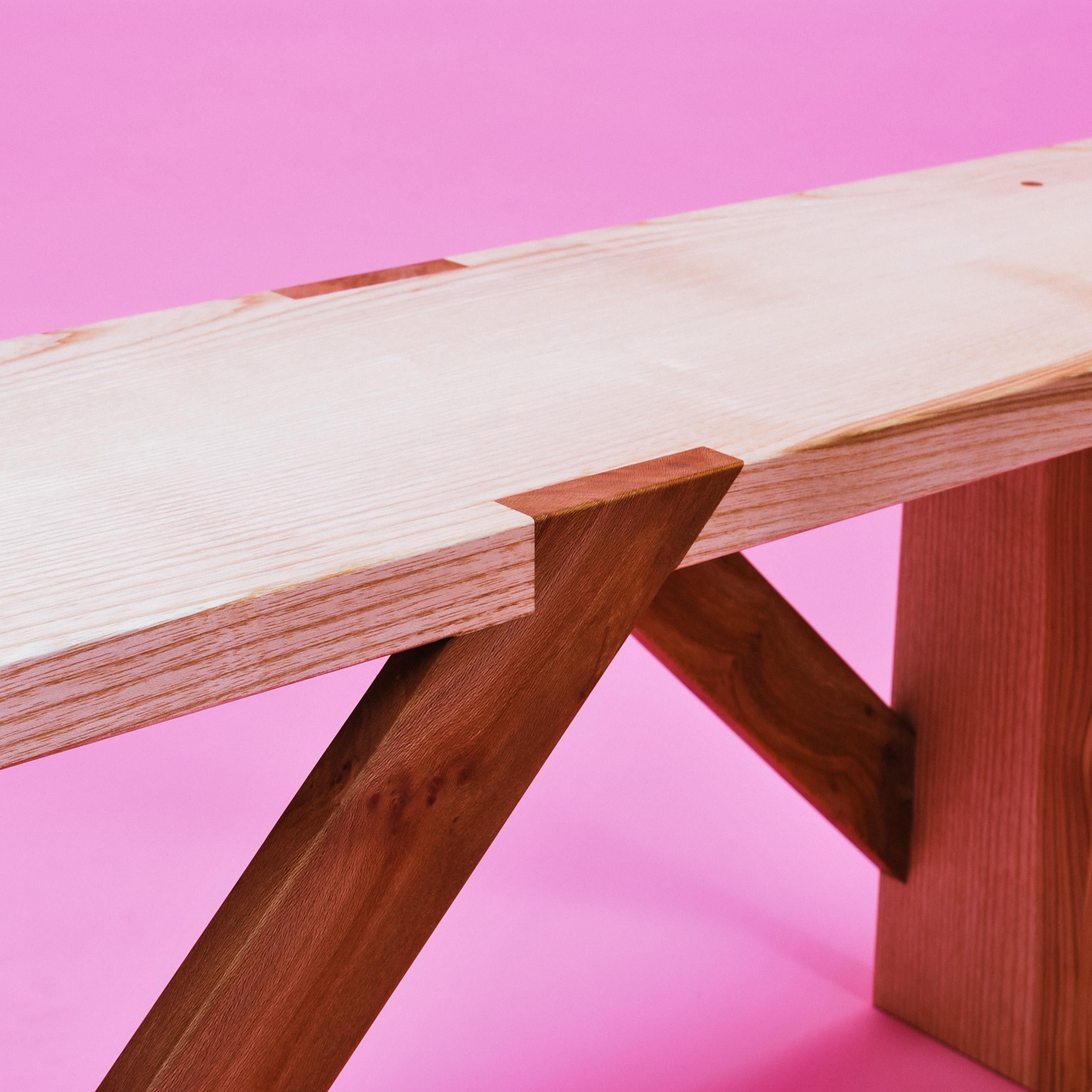 Bench in Solid English Ash and London Plane, Two Seater, Made by Loose Fit, UK For Sale 7