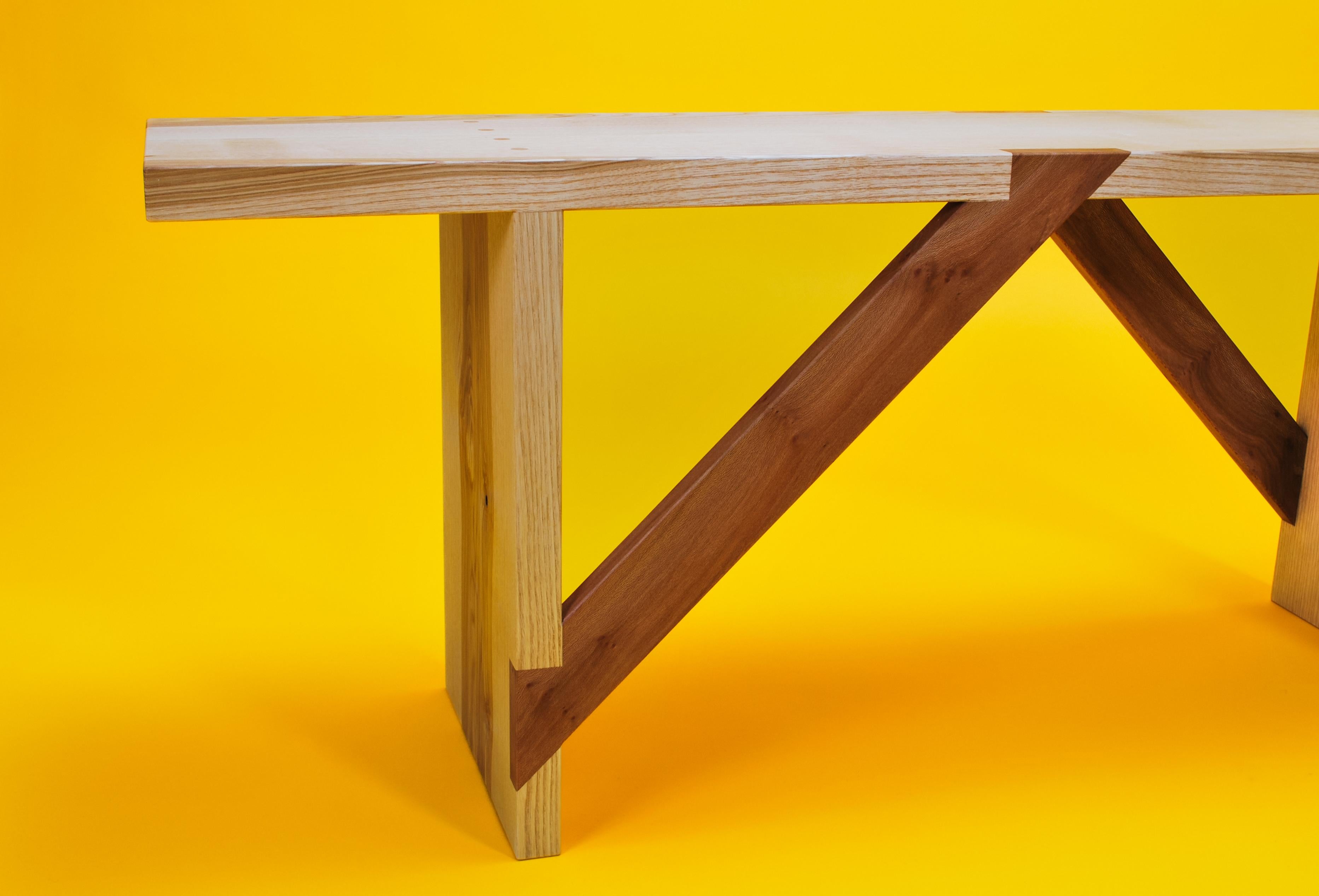 Bench in Solid English Ash and London Plane, Two Seater, Made by Loose Fit, UK For Sale 10