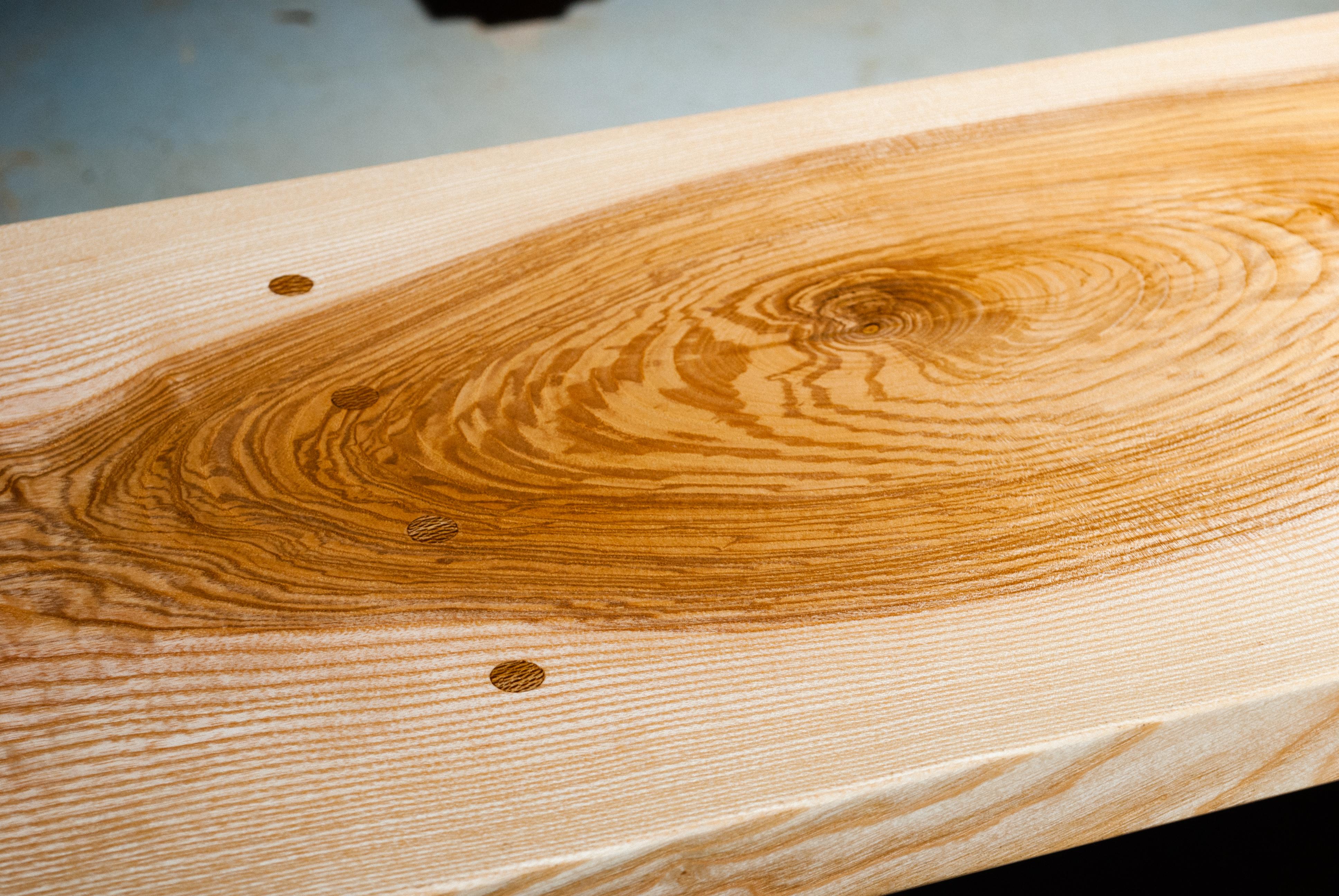 Hand-Crafted Bench in Solid English Ash and London Plane, Two Seater, Made by Loose Fit, UK For Sale