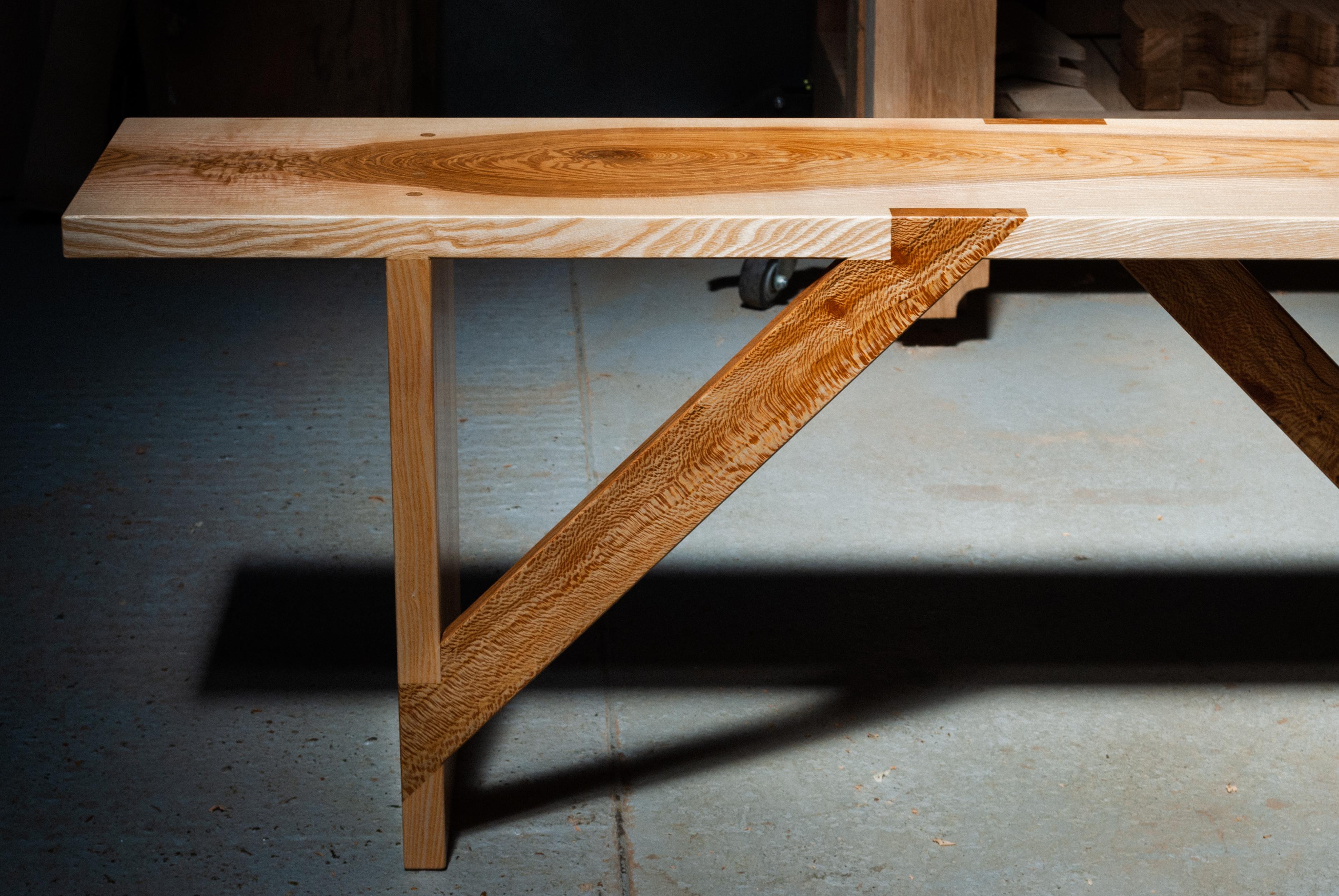 Bench in Solid English Ash and London Plane, Two Seater, Made by Loose Fit, UK In New Condition For Sale In Bexhill-on-Sea East Sussex, GB