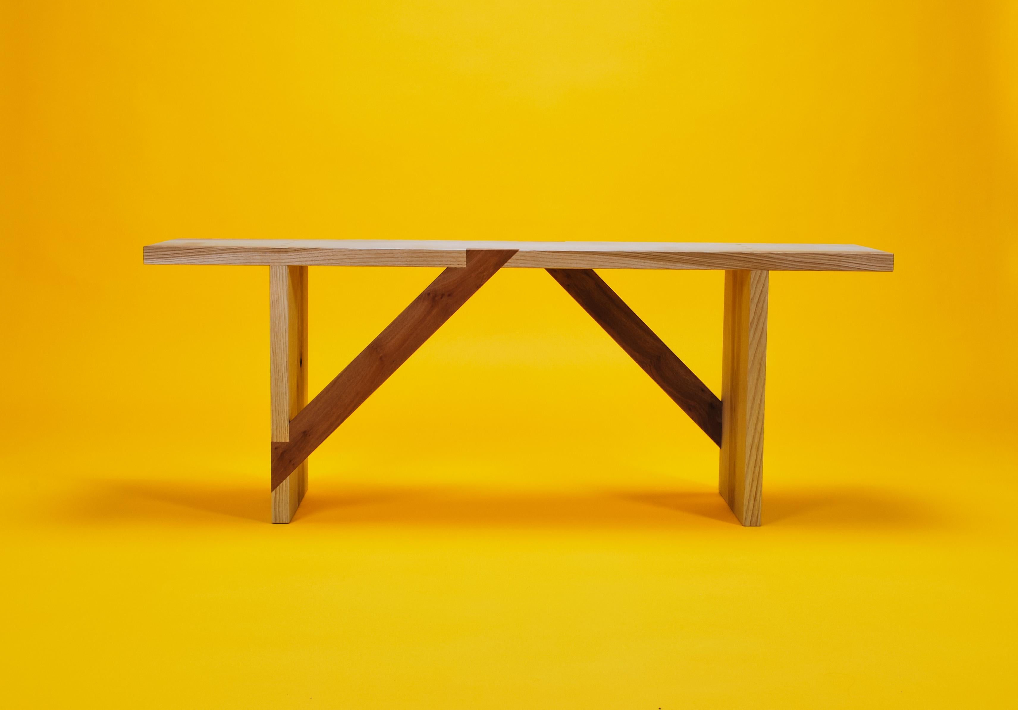 Bench in Solid English Ash and London Plane, Two Seater, Made by Loose Fit, UK For Sale 1