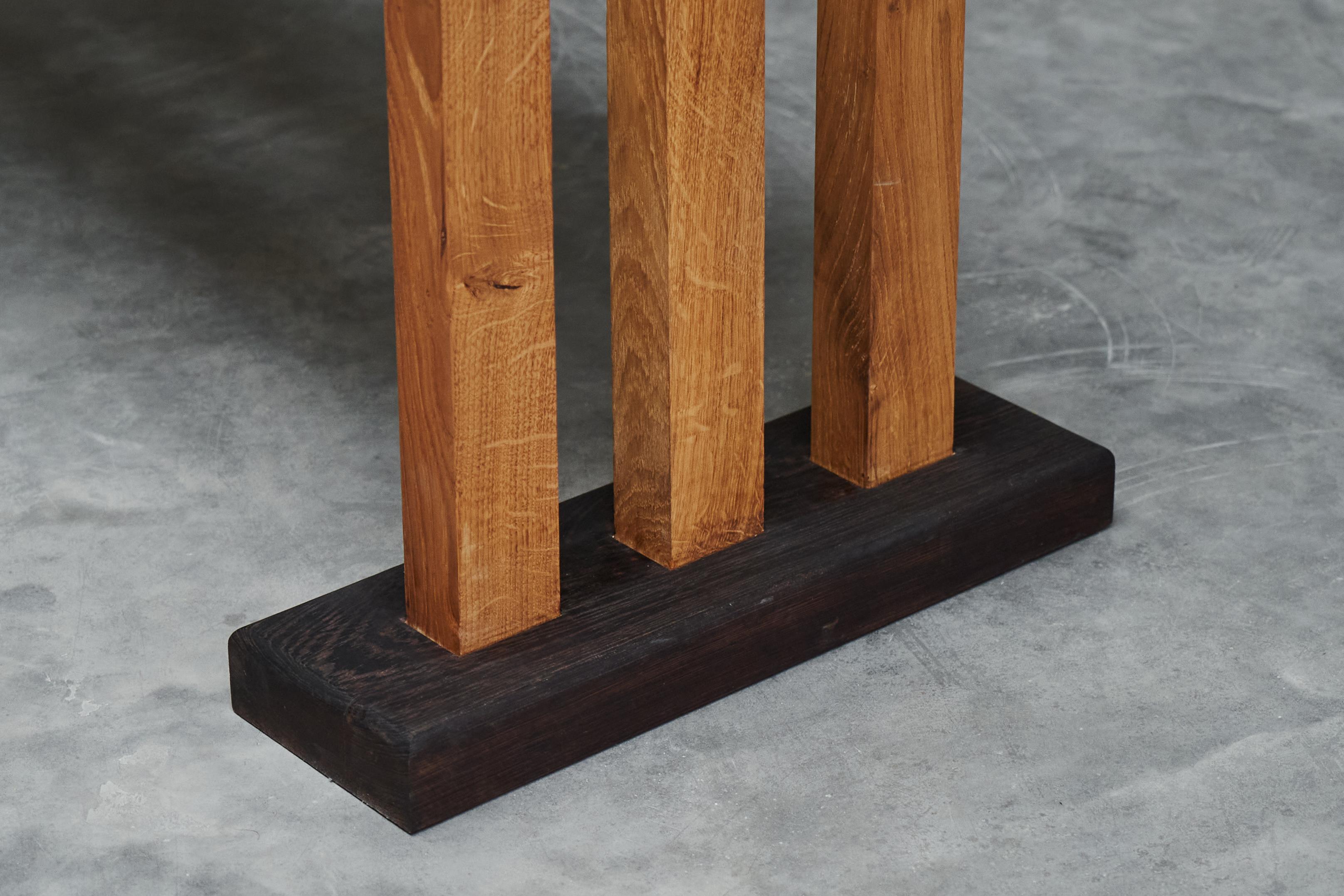 Bench in Solid Oak and Wengé by Dutch Wood Artist ‘1337 Furniture’ For Sale 4