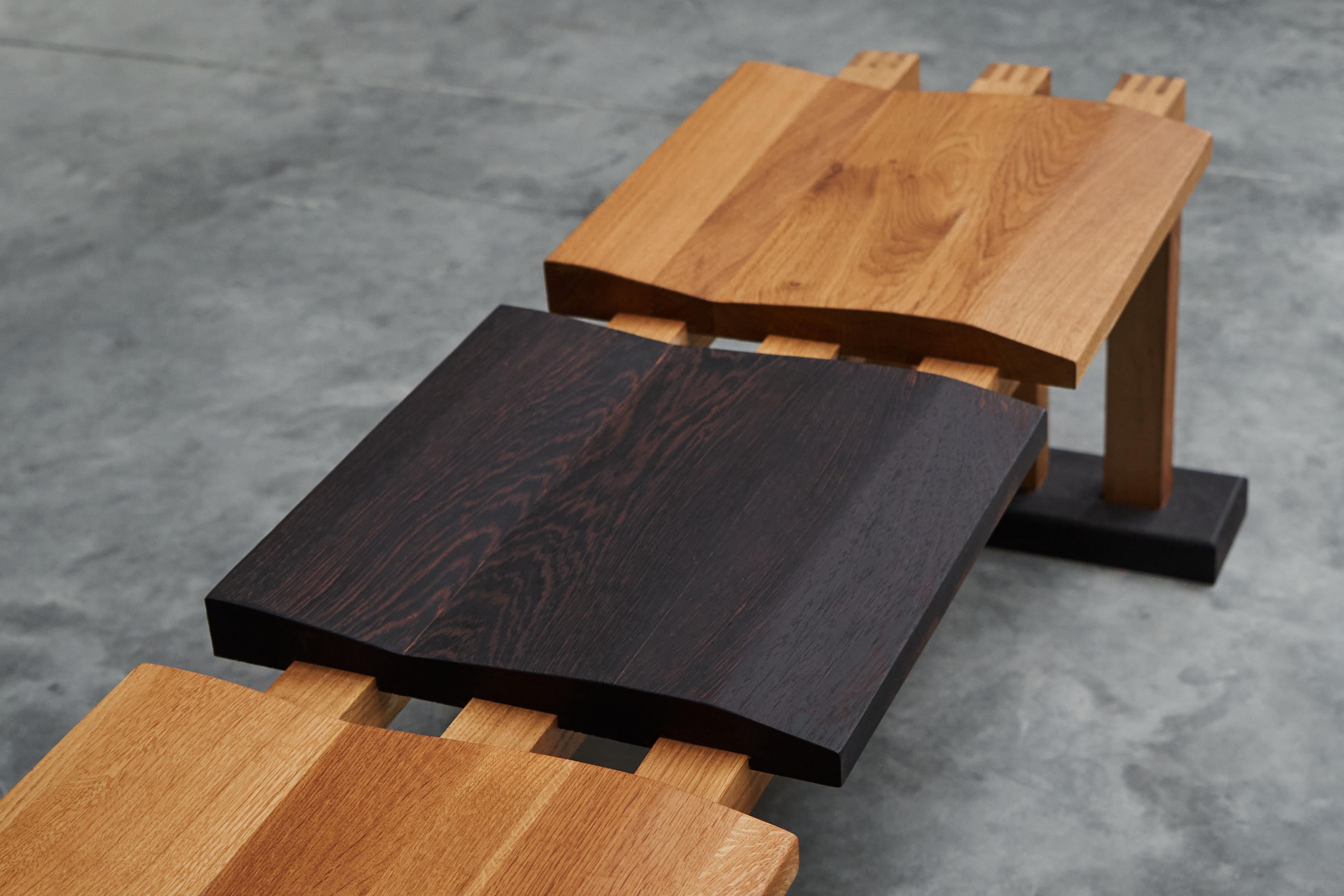 Bench in Solid Oak and Wengé by Dutch Wood Artist ‘1337 Furniture’ For Sale 5