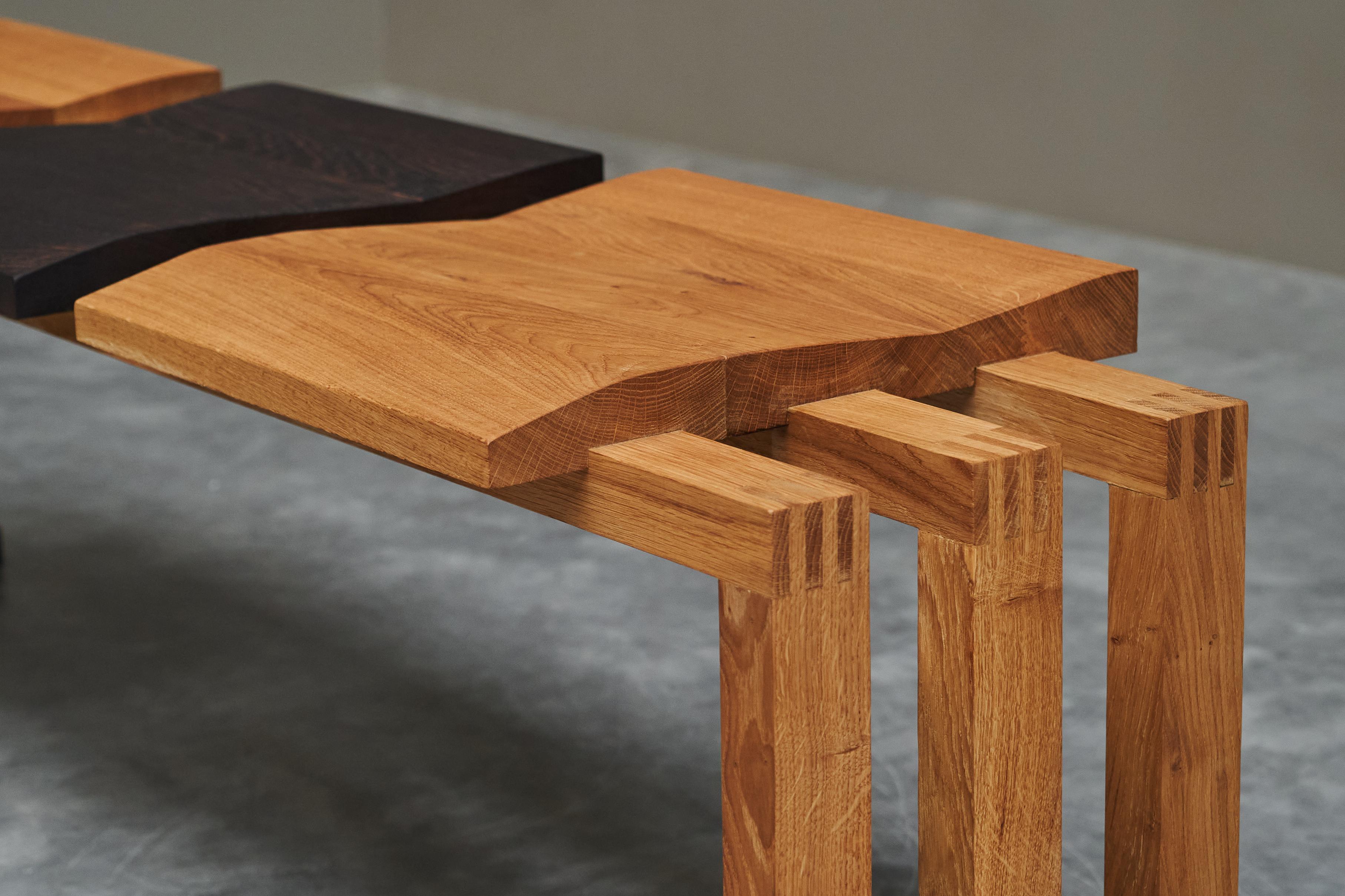 Bench in Solid Oak and Wengé by Dutch Wood Artist ‘1337 Furniture’ For Sale 3