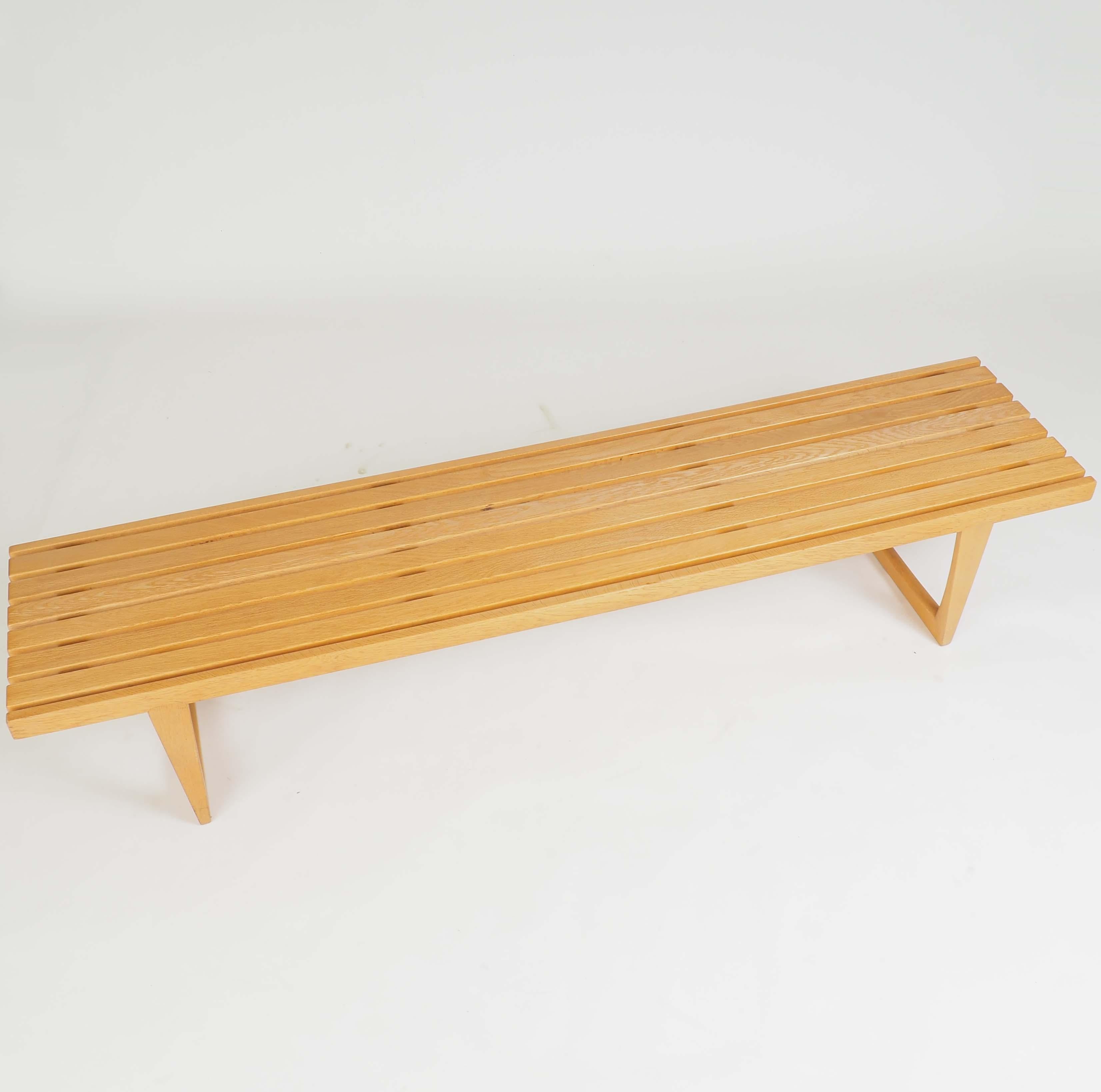 Tokyo, a bench in massive oak for sitting or for using as a table. Made by NK (Nordiska Kompaniet),
the leading warehouse in Stockholm. Designed by Yngvar Sandström and part of a series called 
