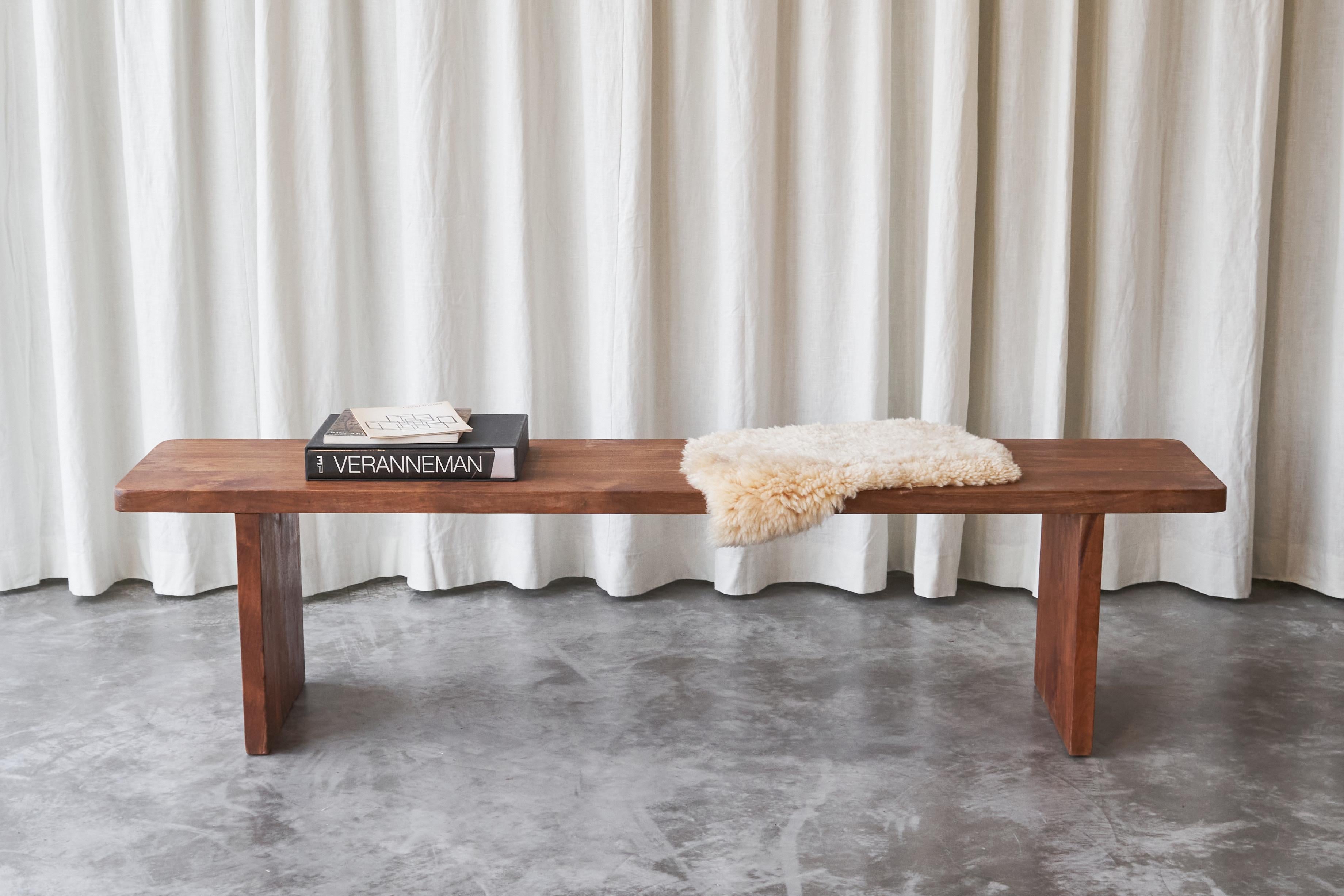 Mid-Century Modern Bench in Solid Walnut, France 1960s