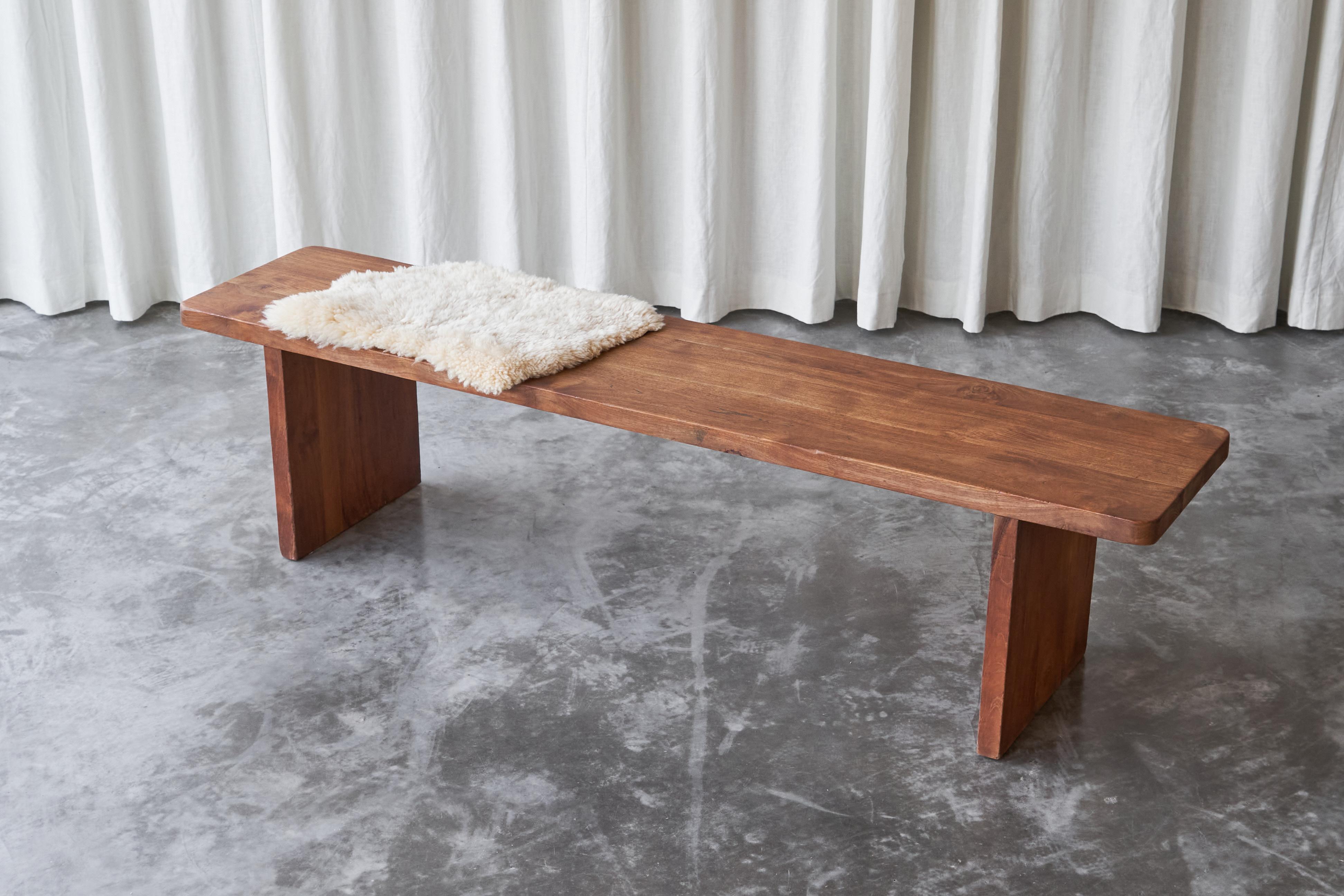 Bench in Solid Walnut, France 1960s For Sale 1
