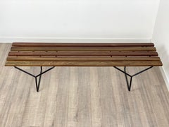Bank aus Teakholz und Stahl von Harry Bertoia:: 1960er Jahre