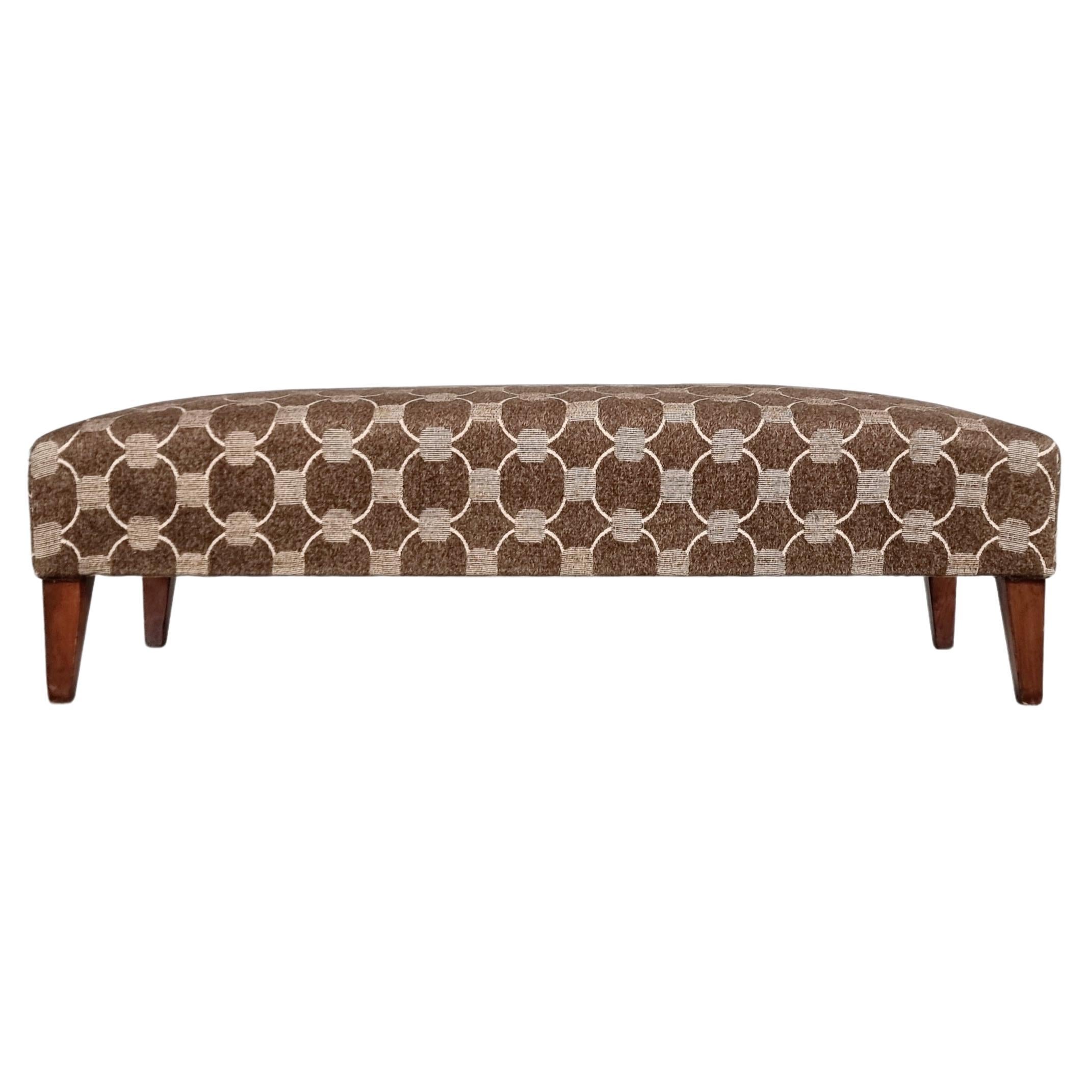Bench in the manner of Gio Ponti in wood and fabric, 1950s