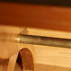 Emilio Lancia Style Bench, Brass and Wood, Italian Design, 1930s