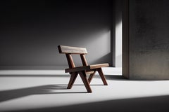 Bench in the Style of Mobichalet Made of Solid Wood, Brutalist Seat