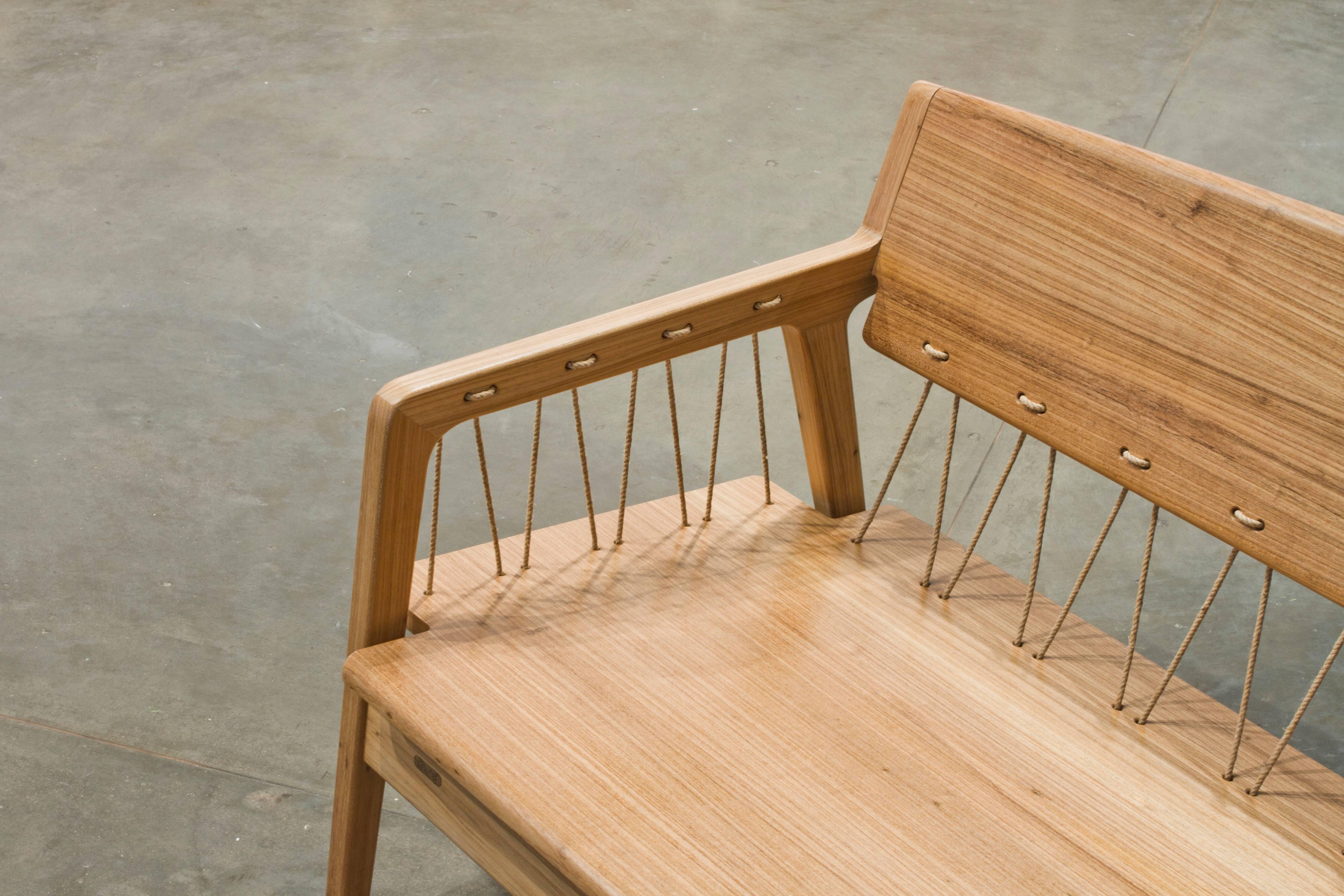 Brazilian Bench in Tropical Hardwood and Cord by Ricardo Graham Ferreira
