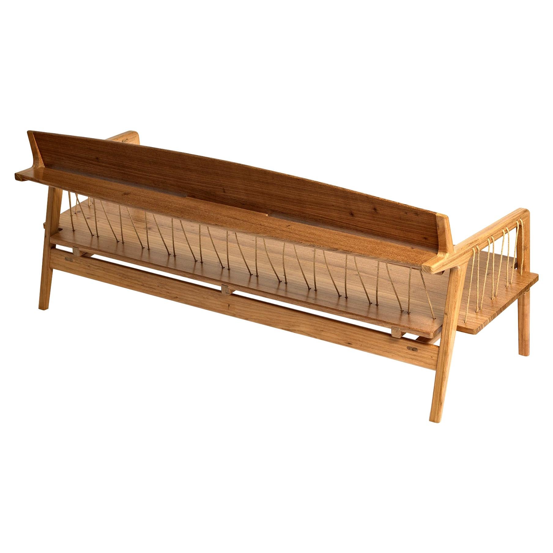 Bench in Tropical Hardwood and Cord by Ricardo Graham Ferreira