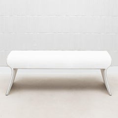 Bench in White Shagreen with Bronze Patina Brass Detail by Kifu Paris