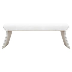 Bench in White Shagreen with Bronze Patina Brass Detail by Kifu Paris