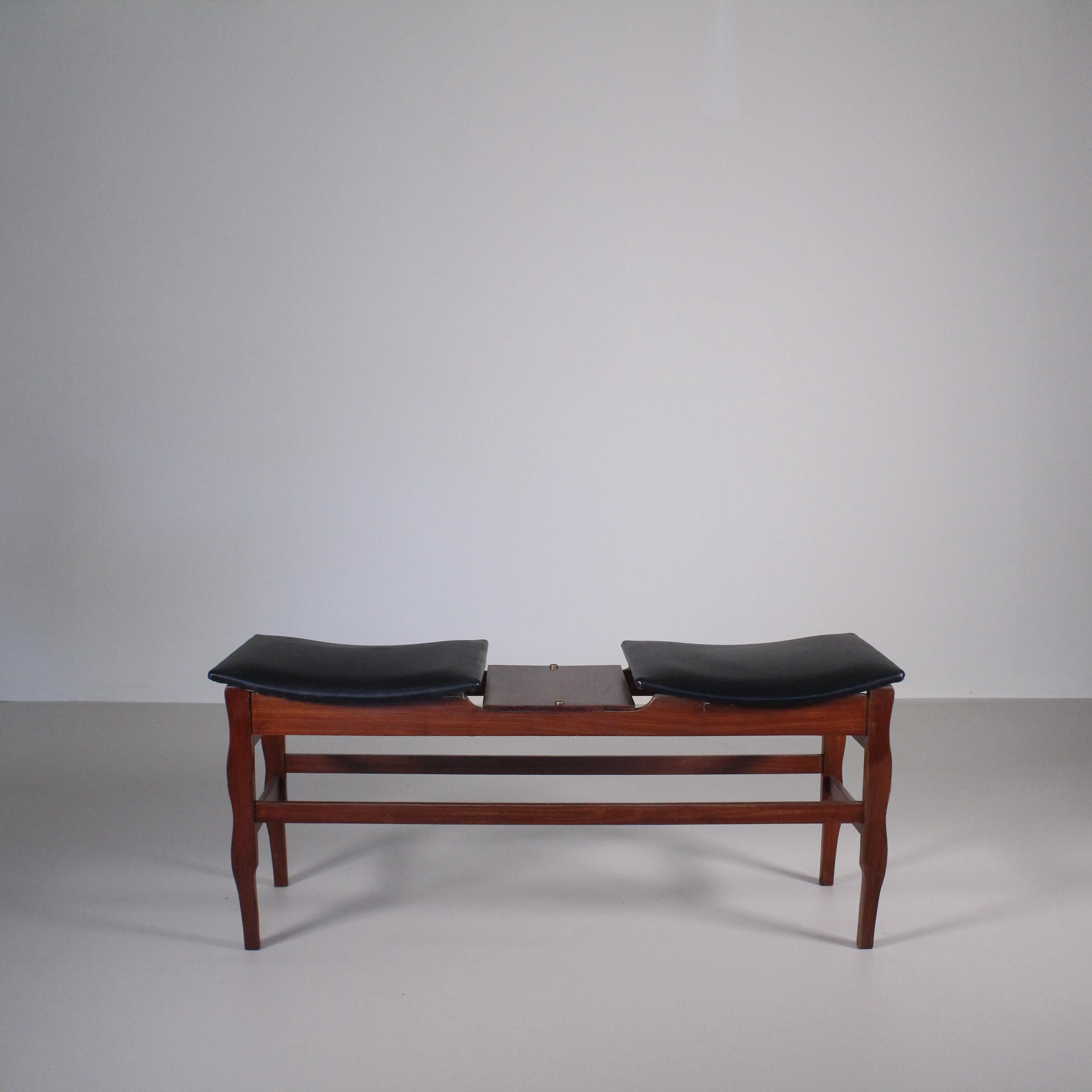 Bench in Wood E Black Leather Seats 11