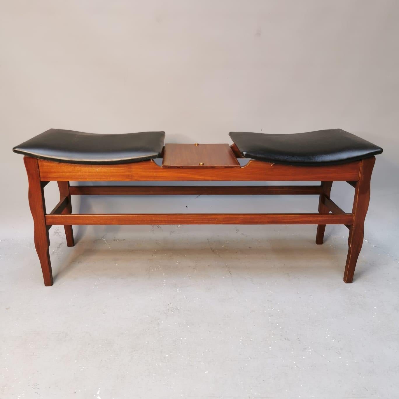 Bench in Wood E Black Leather Seats 8