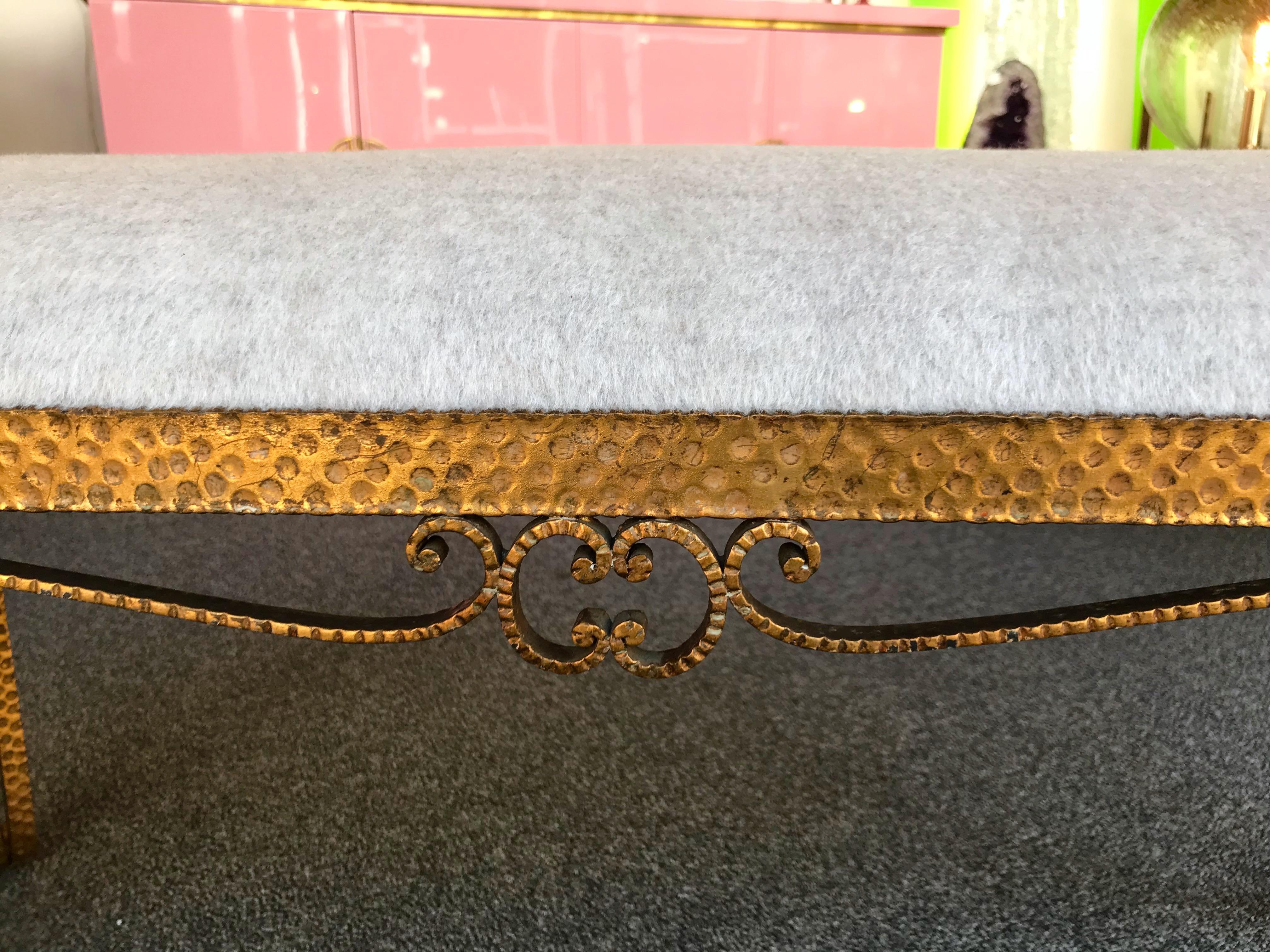 Italian Bench Iron Gold Leaf by Pier Luigi Colli, Italy, 1950s For Sale