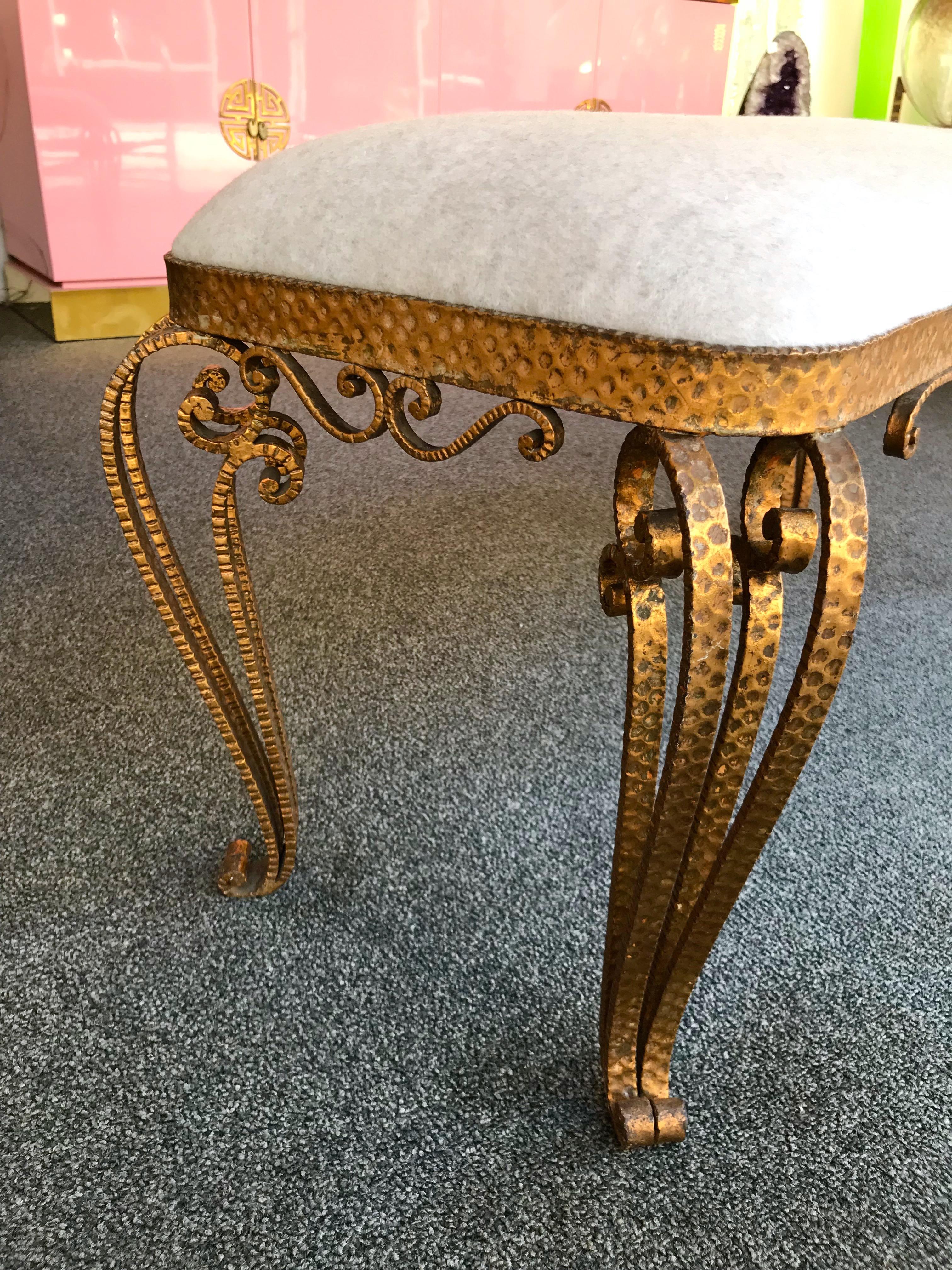 Fabric Bench Iron Gold Leaf by Pier Luigi Colli, Italy, 1950s For Sale