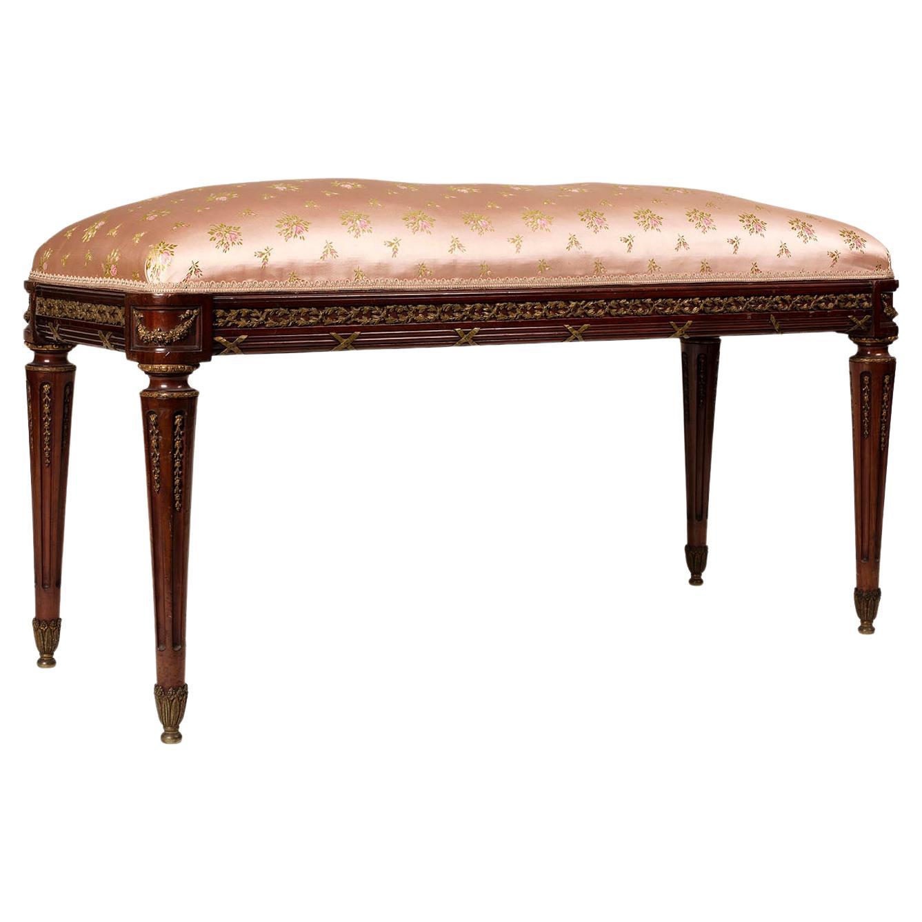 Bench Louis XVI Style in Mohagany and Bronze For Sale