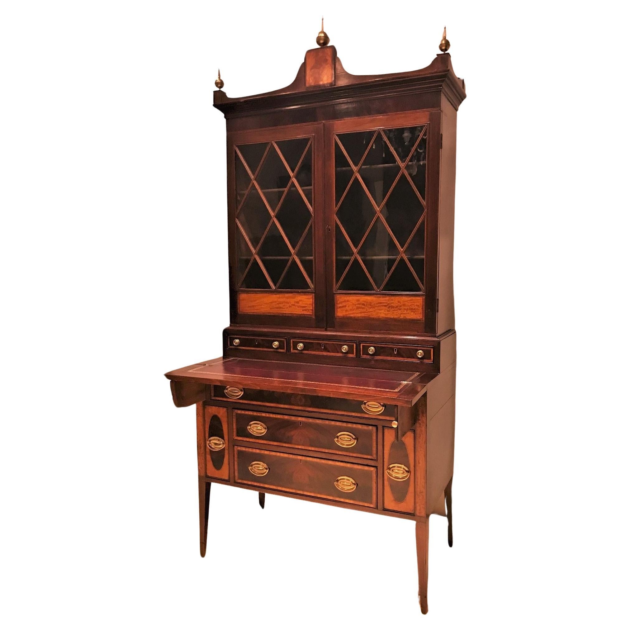 Bench made Hepplewhite Style Secretary/Bookcase, New England, Circa:1910 For Sale