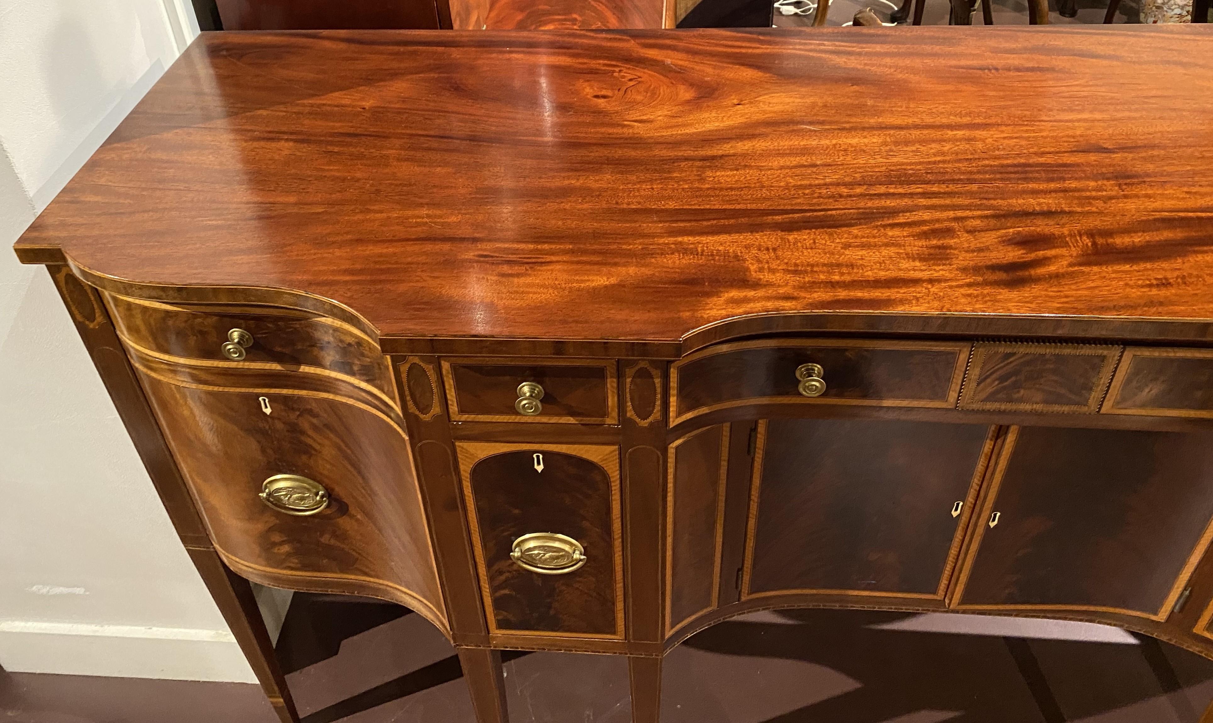 American Bench Made Mahogany Federal Style Sideboard with Fabulous Inlay