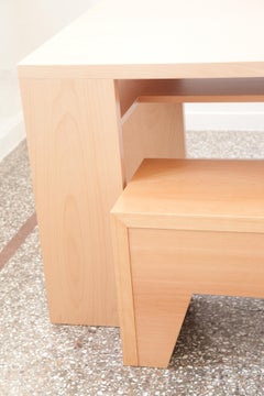 21st Century, Minimalist, European, Bench Made of Lined Beechwood in Light Brown