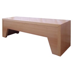 21st Century, Minimalist, European, Bench Made of Lined Beechwood in Light Brown
