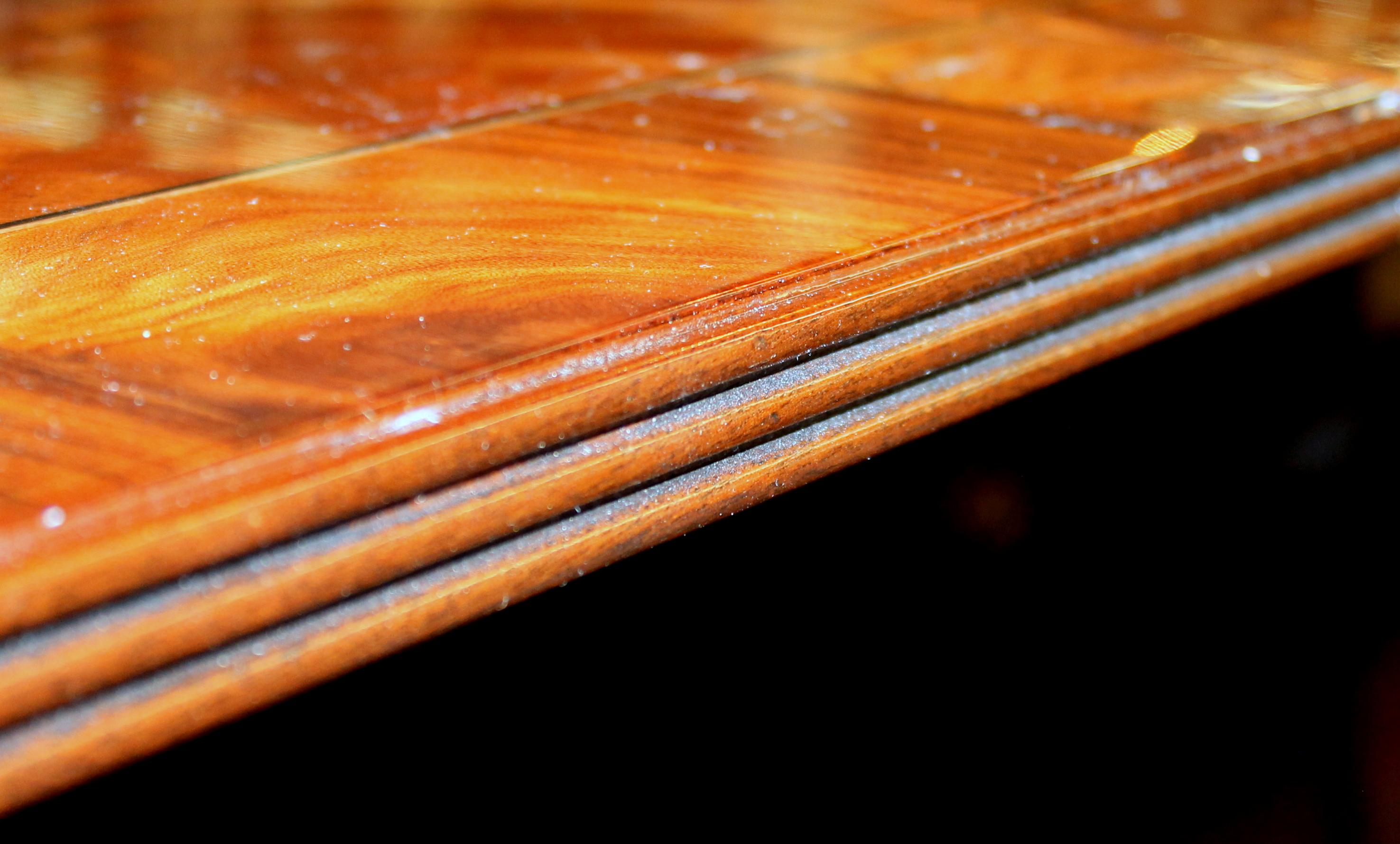 Bench Made Reprod, Inlaid Flame or Crotch Mahogany Sheraton Style Dining Table 7