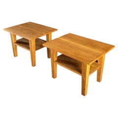 Bench-made Solid Oak Side Tables, United States, c.1945