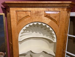 Bench Made Tiger Maple Two Part Paneled Corner Cupboard w/ Shell Carving