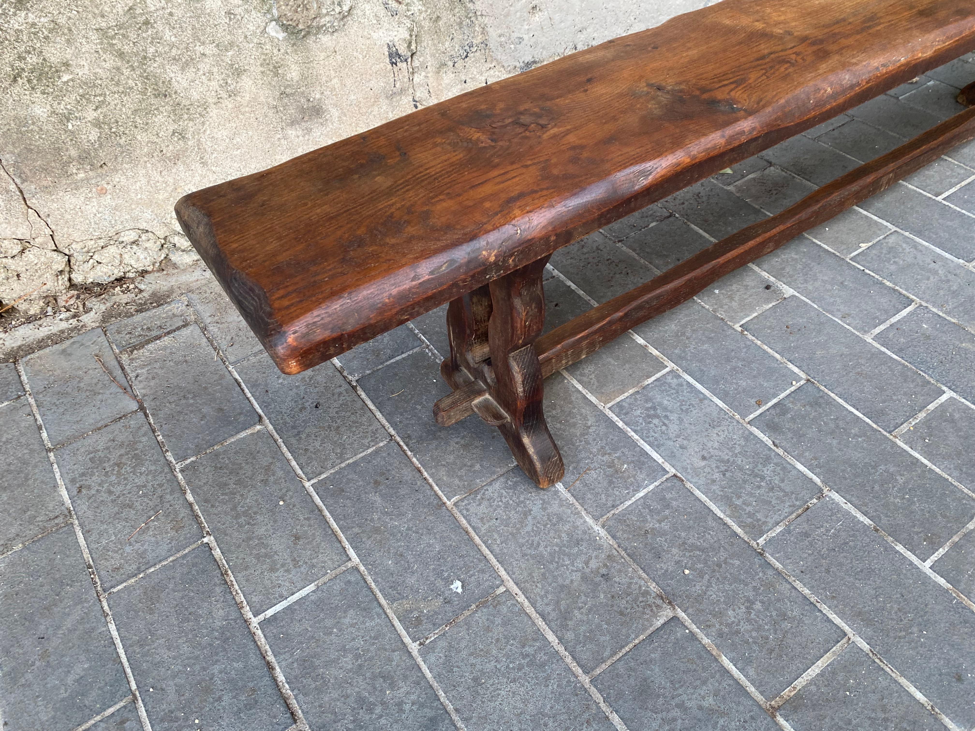 Campaign Bench, oak, rustic, XX eme For Sale