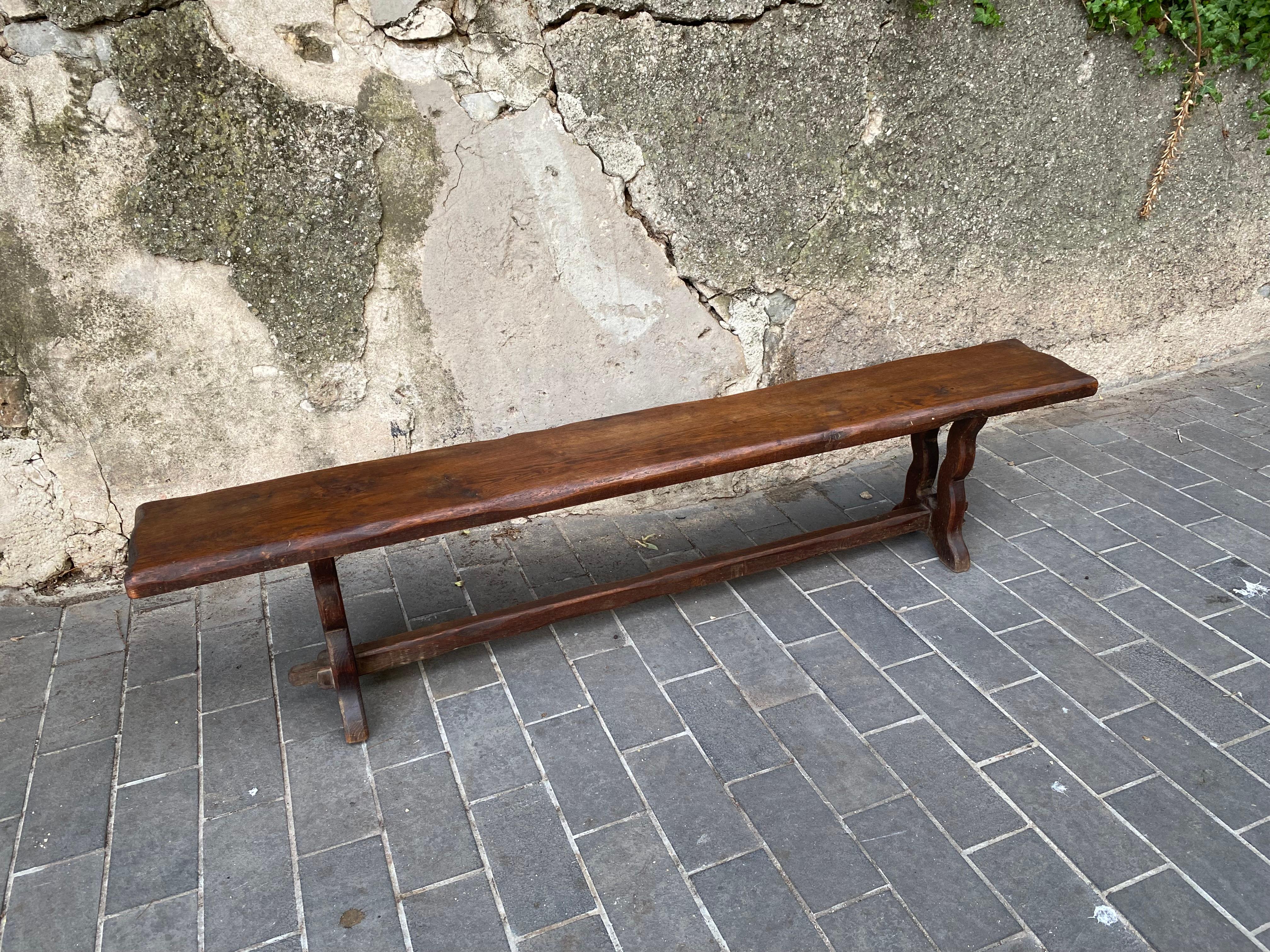 French Bench, oak, rustic, XX eme For Sale