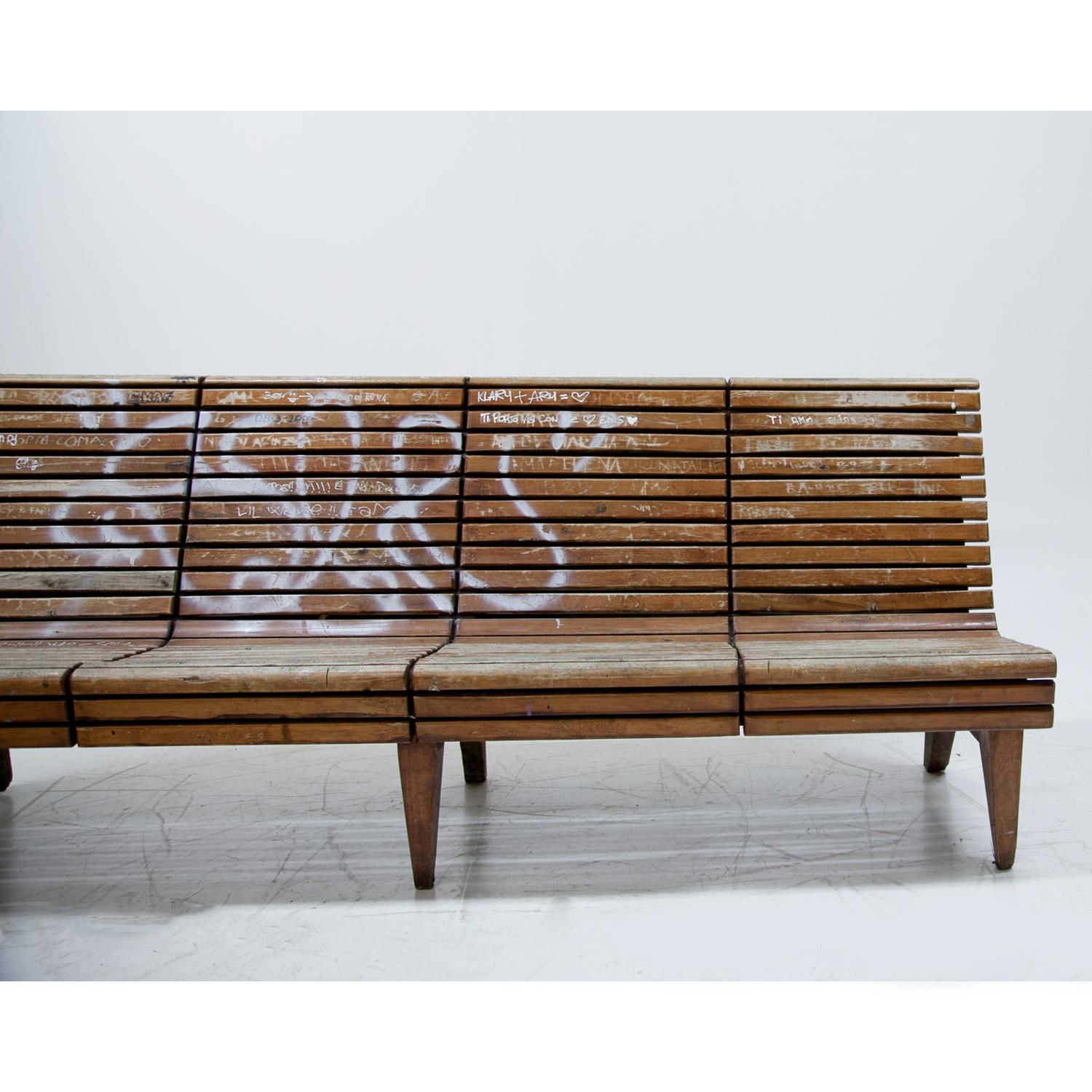 Wood Bench of a Train Station, Italy, Mid-20th Century