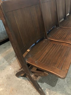 Bench of Oak, 4-Seat, Folding, circa 1920s for Restaurant, Hotel Lobby, Hallway