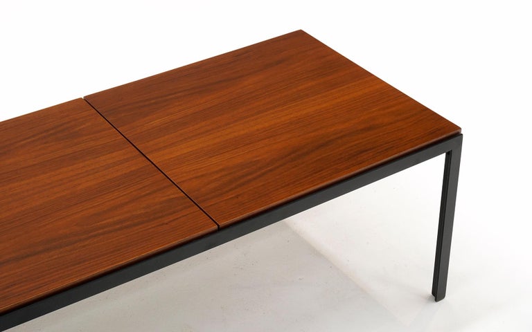 Mid-20th Century Bench or Coffee Table by Florence Knoll, Walnut and Black Angle Iron, Stunning For Sale