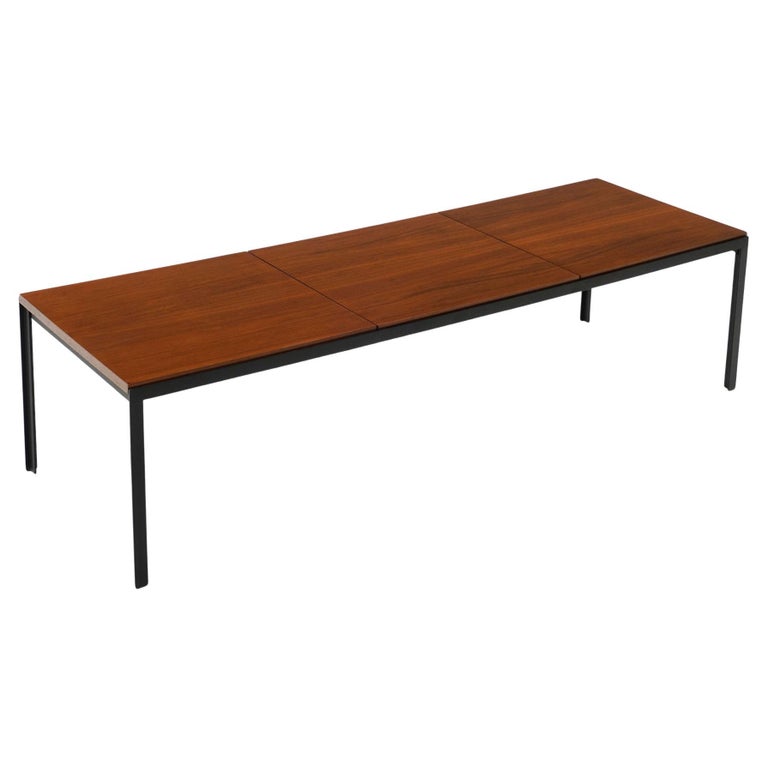Bench or Coffee Table by Florence Knoll, Walnut and Black Angle Iron, Stunning For Sale
