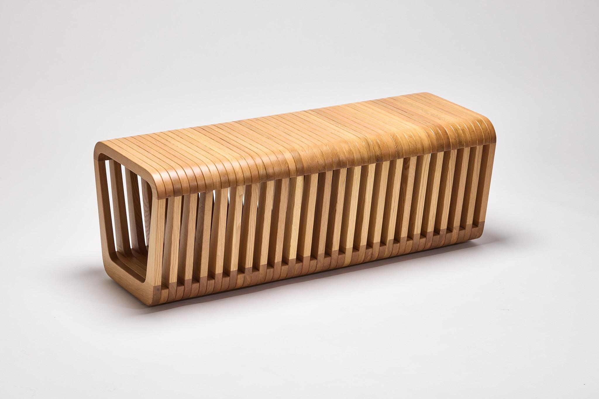 Moderne Banc ou table basse, LINK par Reda Amalou, 2019, chêne naturel en vente