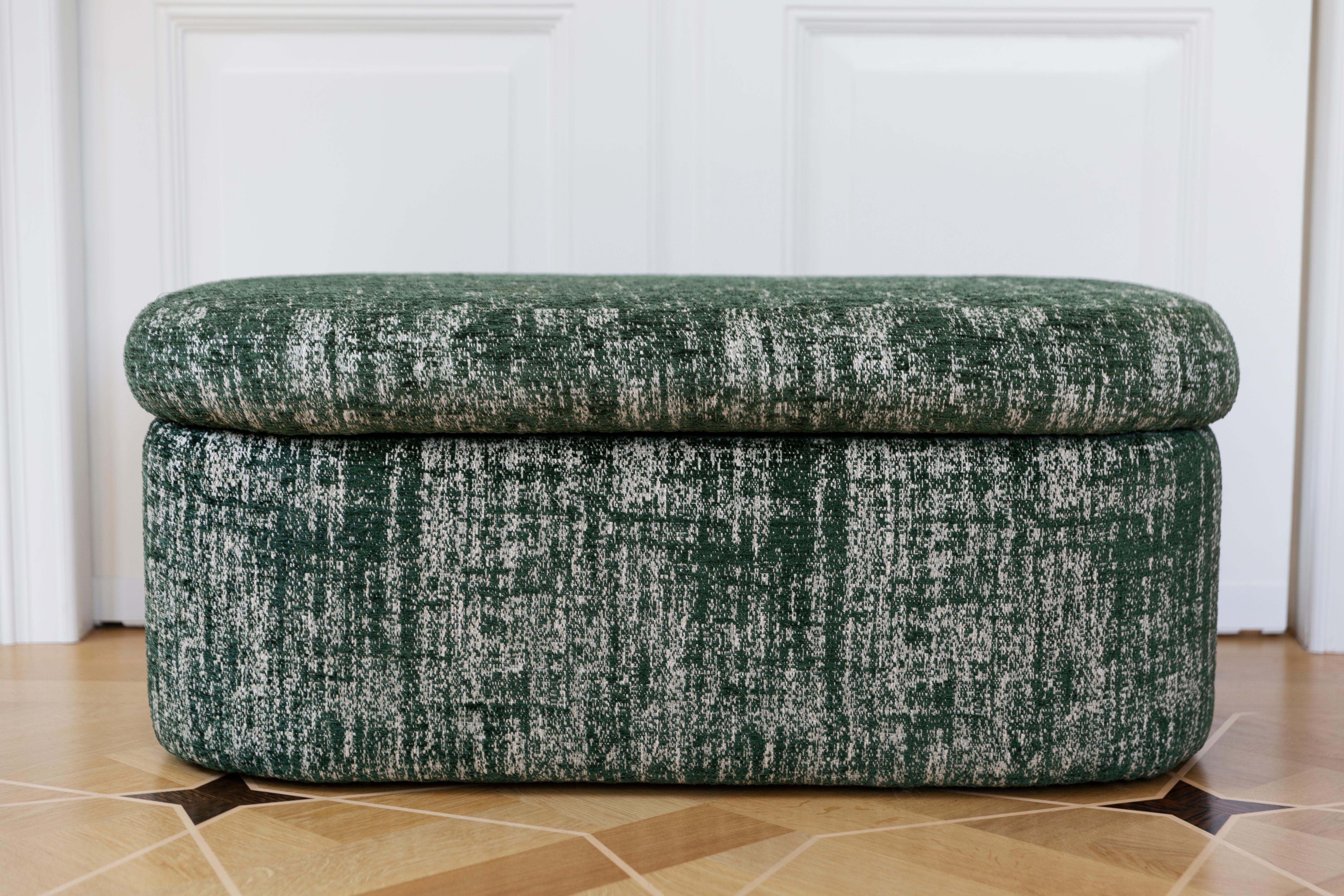 green boucle bench