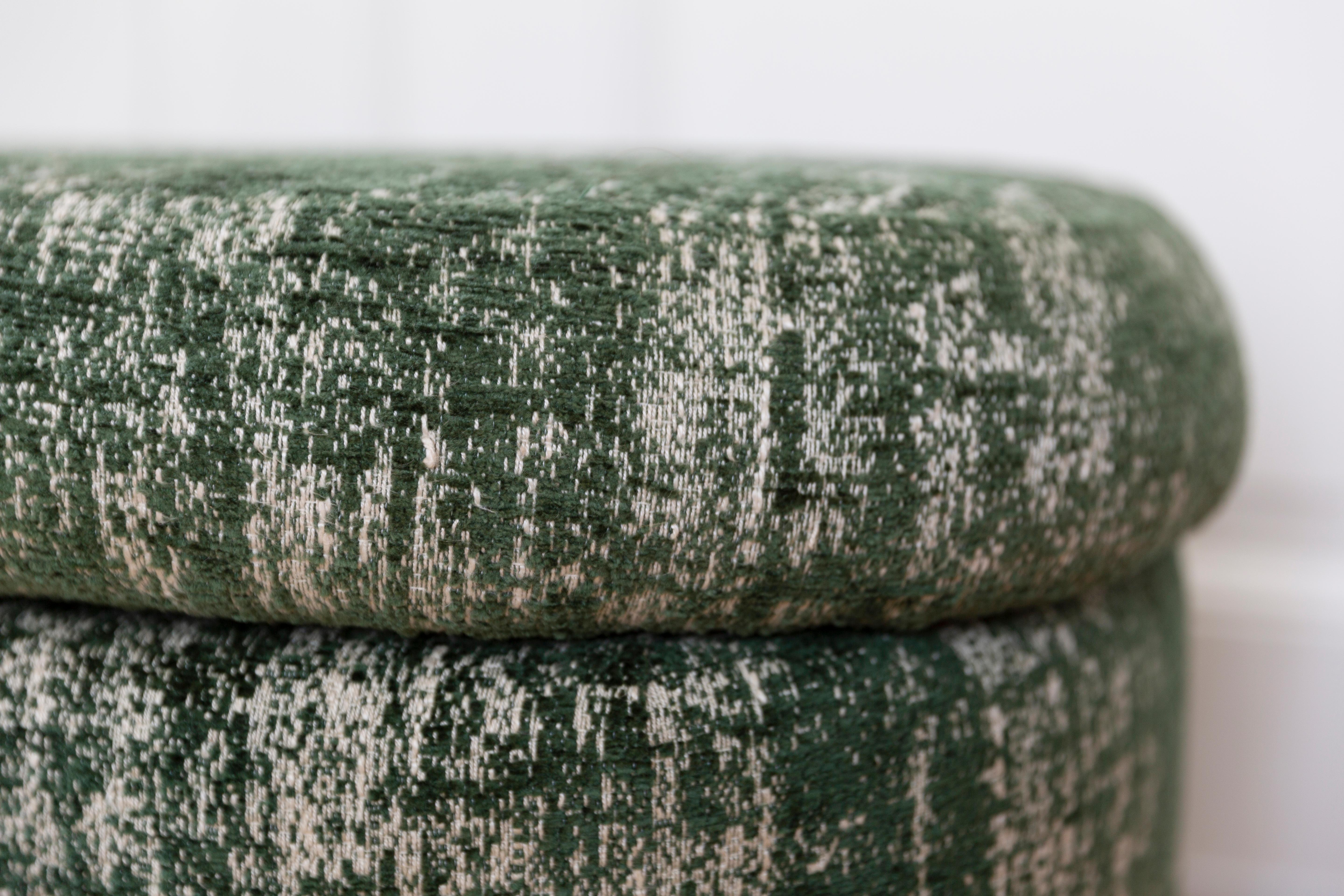 Contemporary Bench Pouffe with Box, Green Boucle, by Vintola Studio, Europe, Poland For Sale