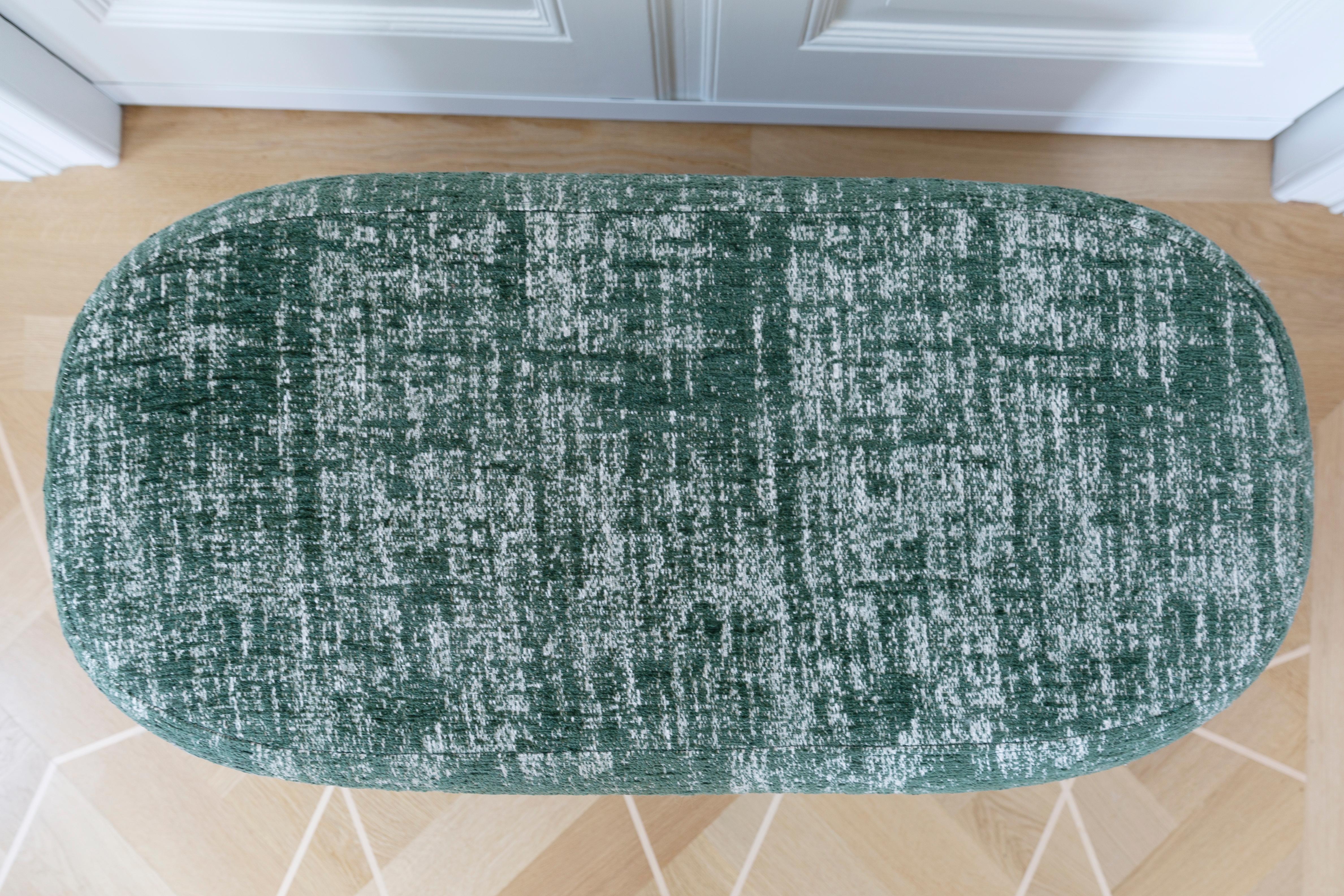 Fabric Bench Pouffe with Box, Green Boucle, by Vintola Studio, Europe, Poland For Sale