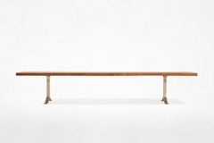 Bench, Reclaimed Hardwood, Sand Cast Brass Base by P. Tendercool