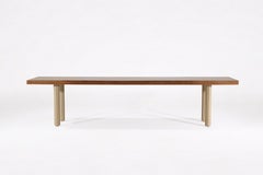 Bench, Reclaimed Wood and Extruded Brass Base by P. Tendercool